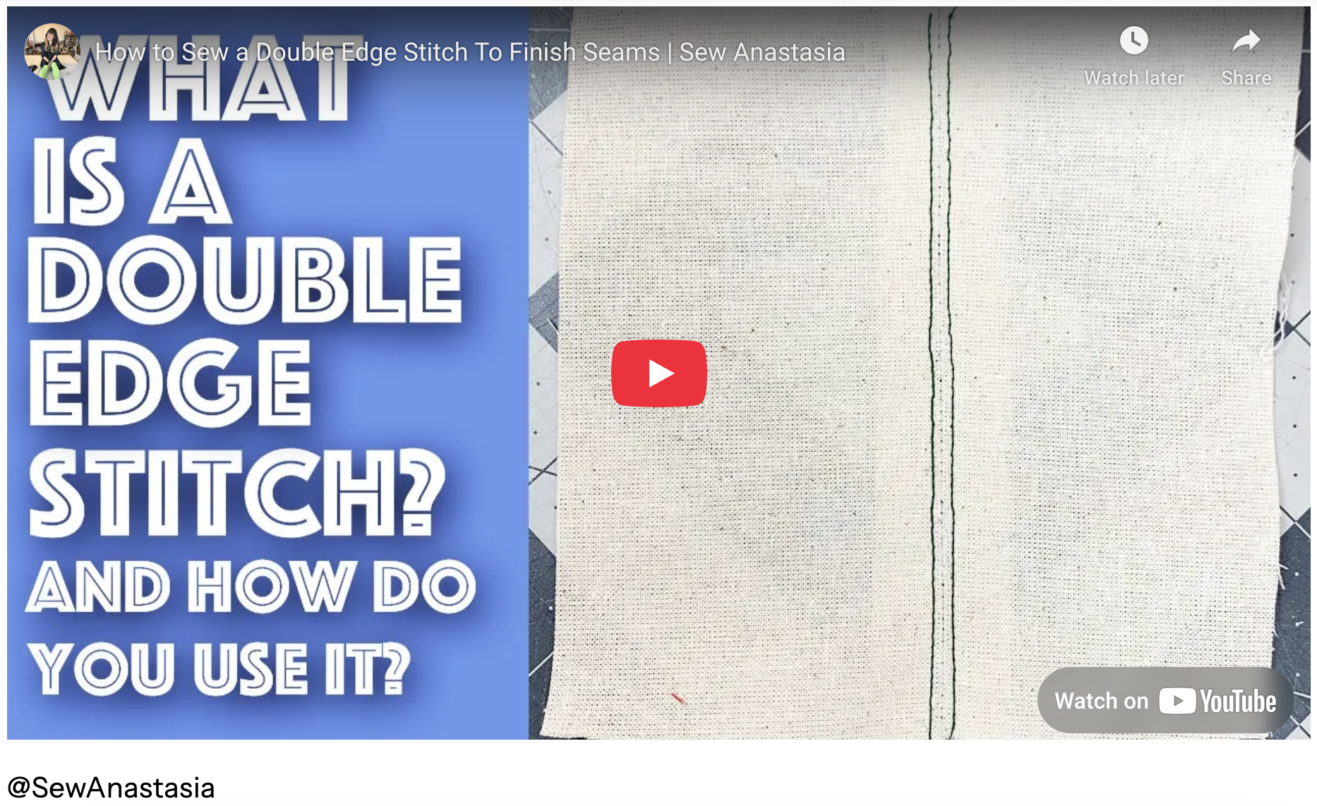 A close-up photo showing a sewing machine needle creating a second line of stitching parallel to the first to demonstrate how to double stitch.