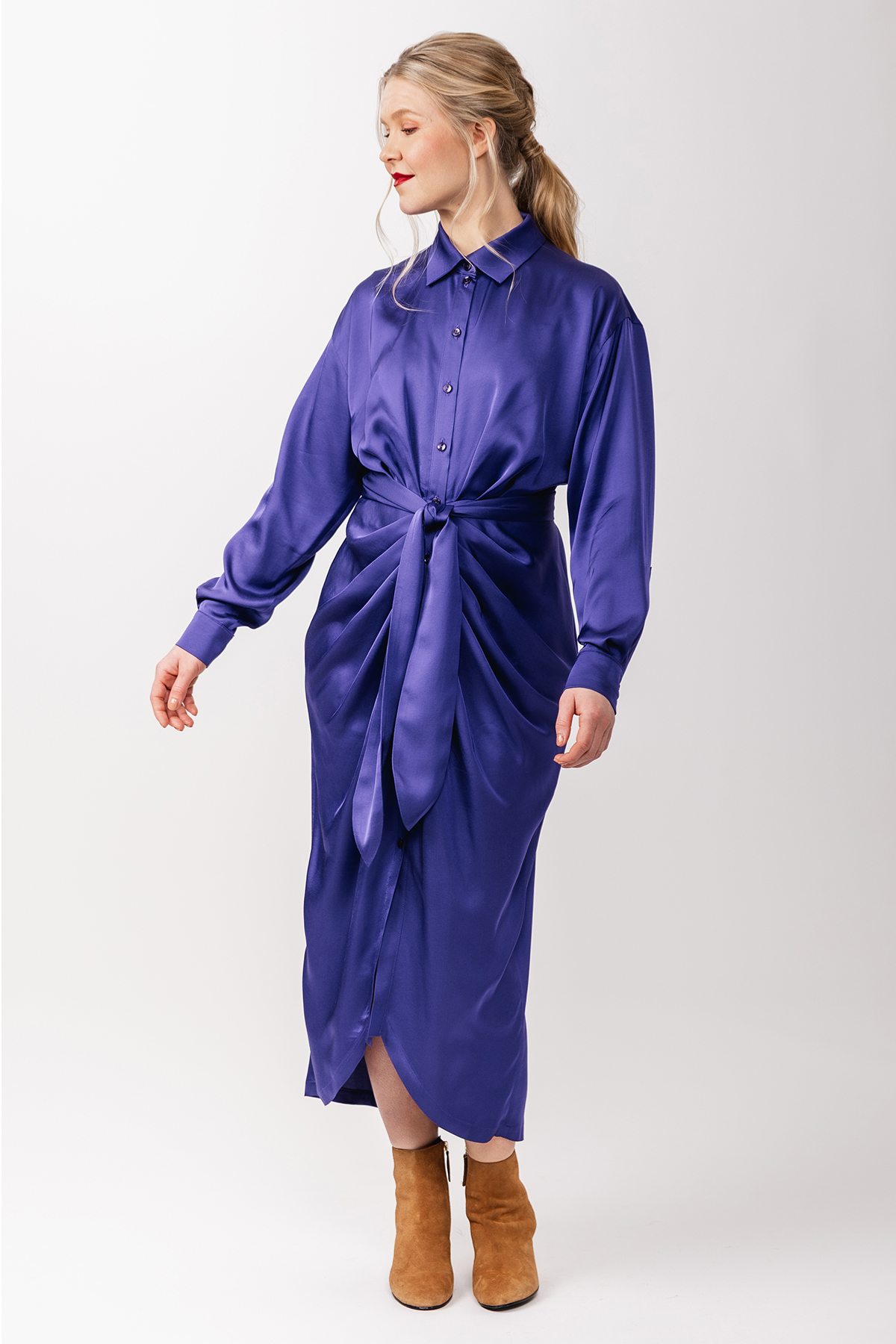 Ilta ruched shirt dress