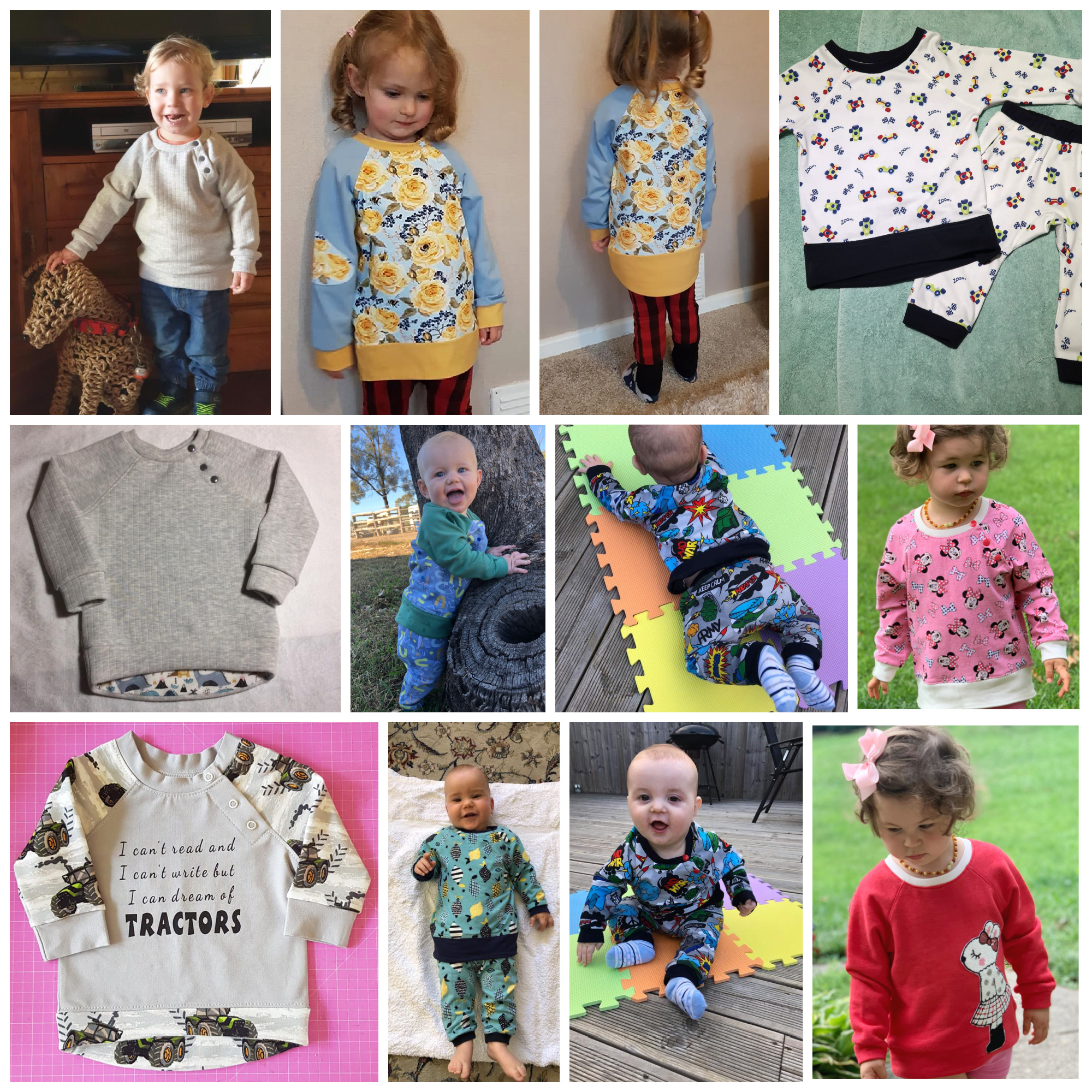 Jelly Bean Sweatshirt, pdf sewing pattern, Frocks and Frolics, customer photos