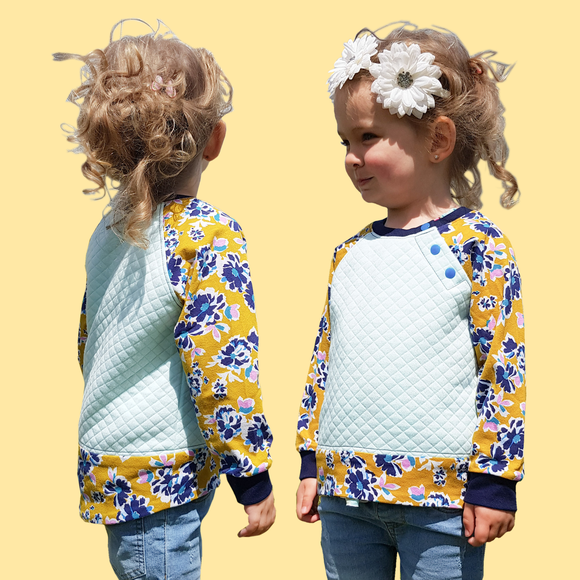 Jelly Bean Sweatshirt, pdf sewing pattern, Frocks and Frolics, front and back view