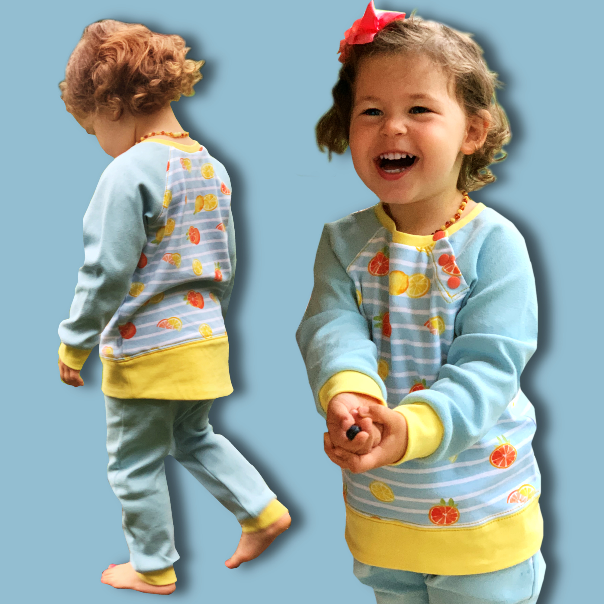Jelly Bean Sweatshirt, pdf sewing pattern, Frocks and Frolics, with raglan sleeves