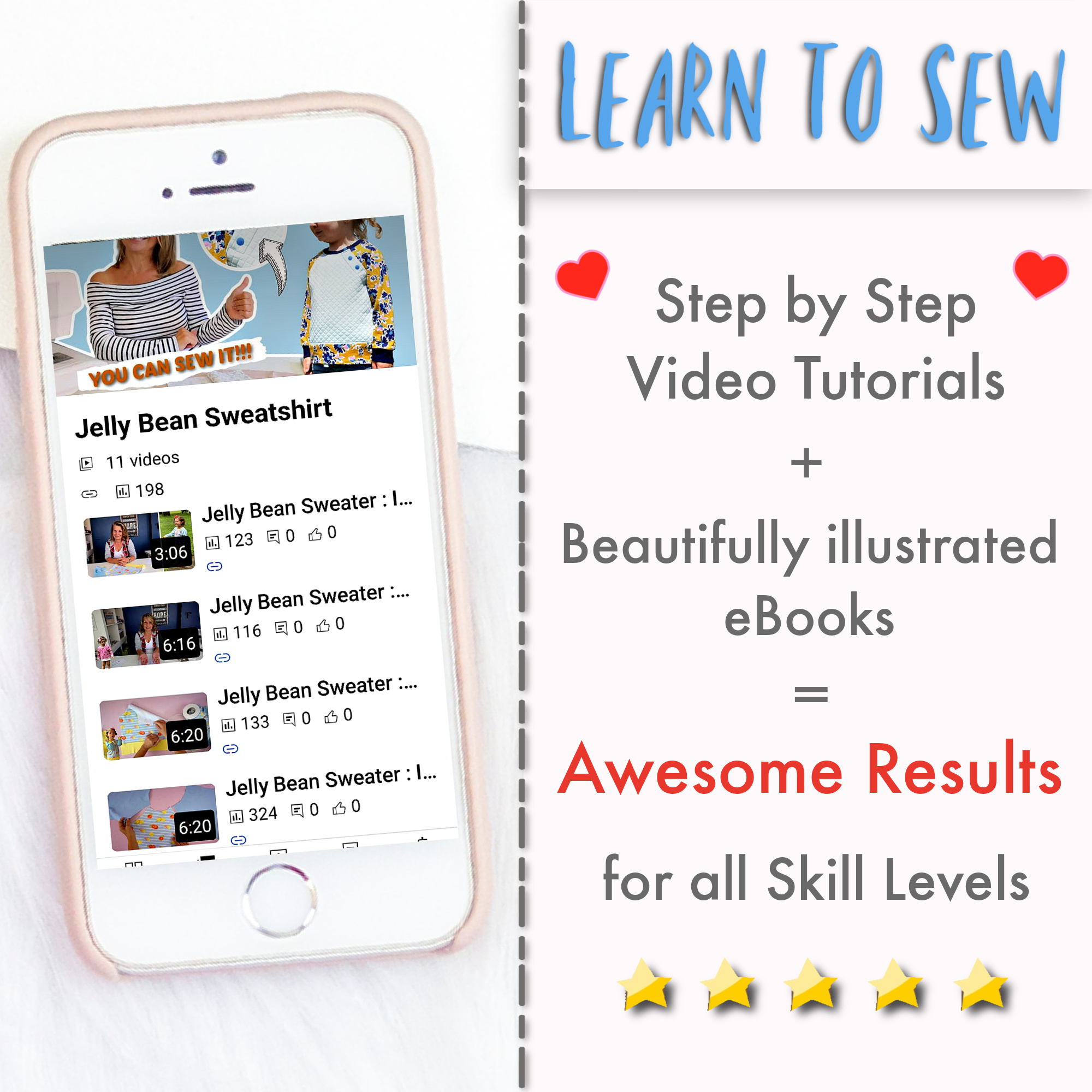 Video Sewing course for Jelly Bean Sweatshirt, pdf sewing pattern, Frocks and Frolics,