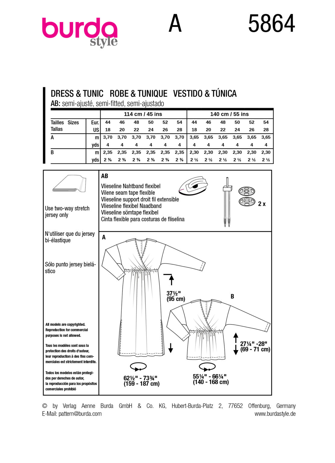 Burda Style Women Dress & Tunic #5864