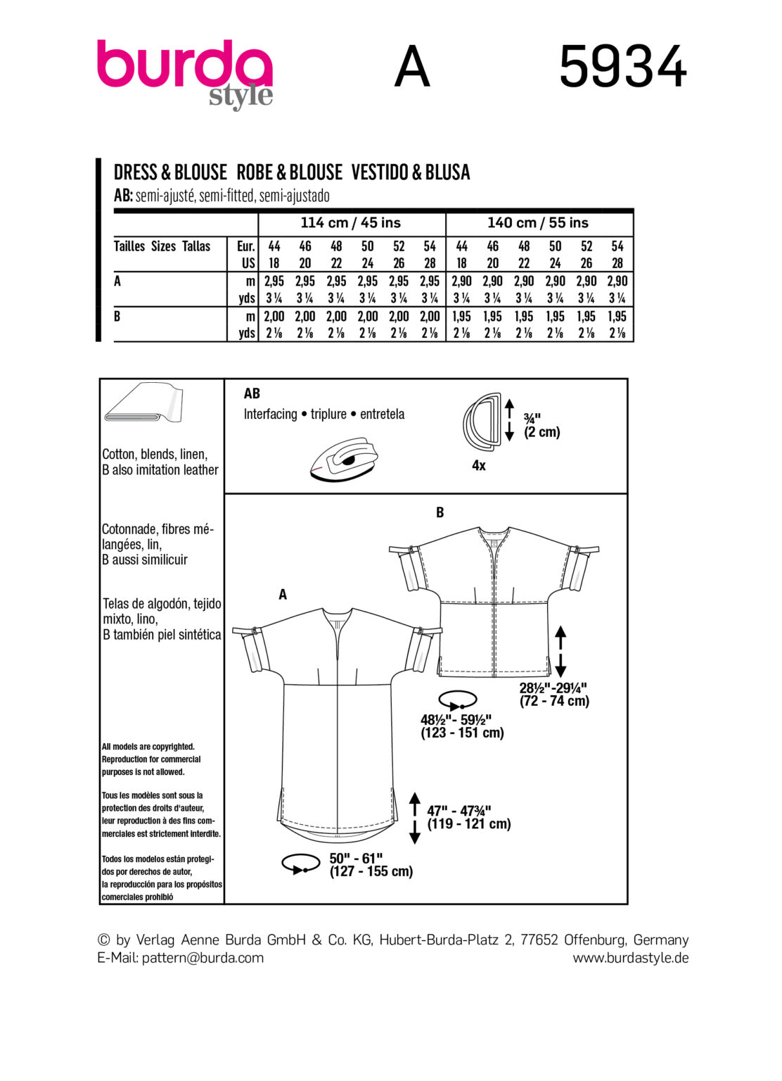 Burda Style Women Dress & Blouse #5934