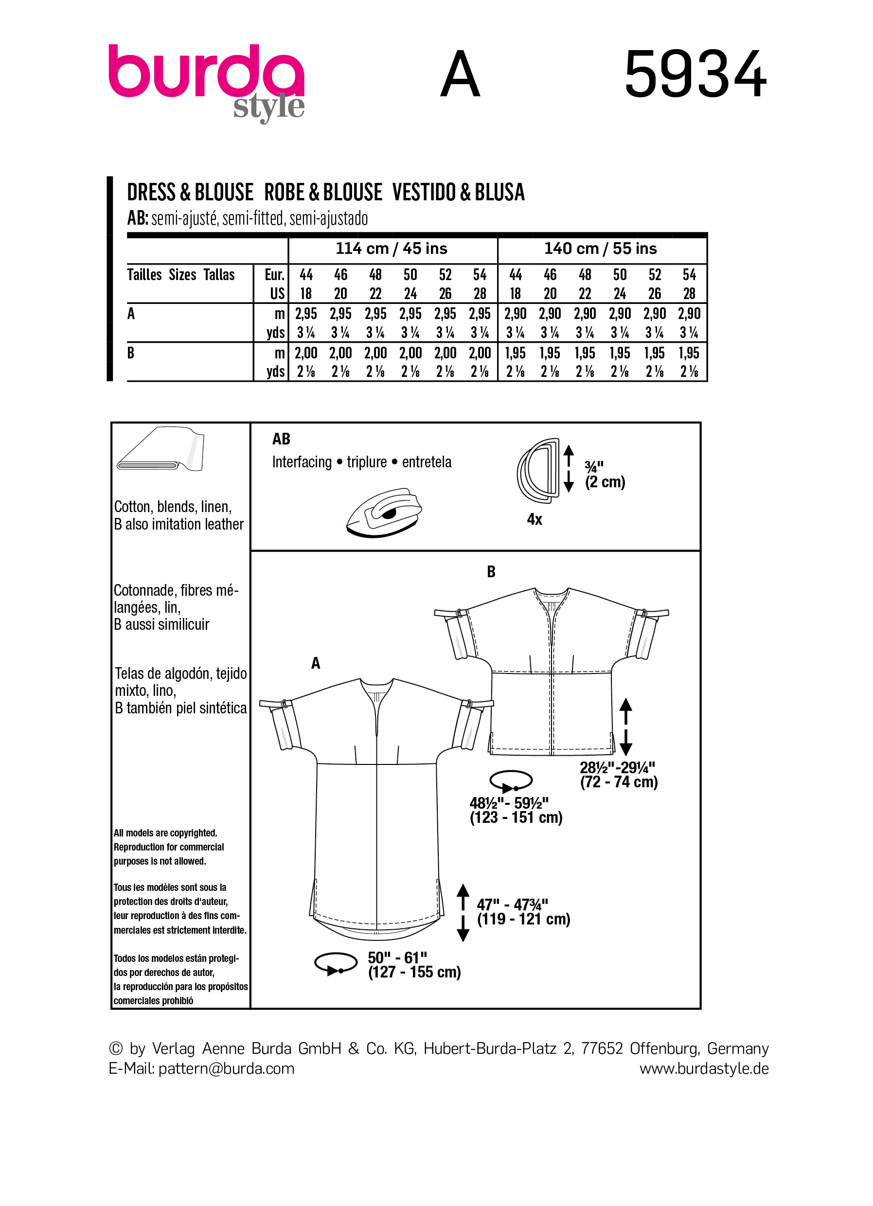 Burda Style Women Dress & Blouse #5934