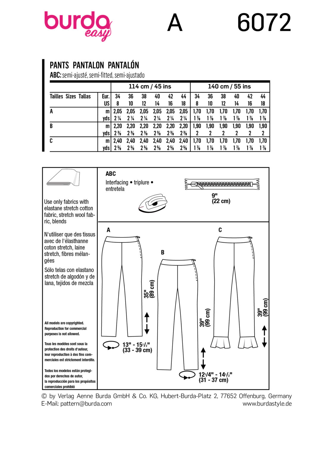 Burda Style Women Pants #6072