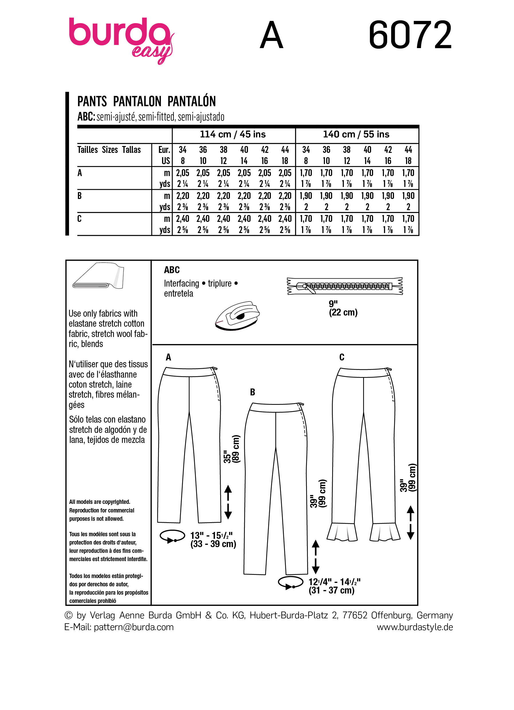 Burda Style Women Pants #6072