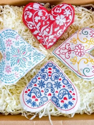 4 Hearts in the Hoop Embroidery design