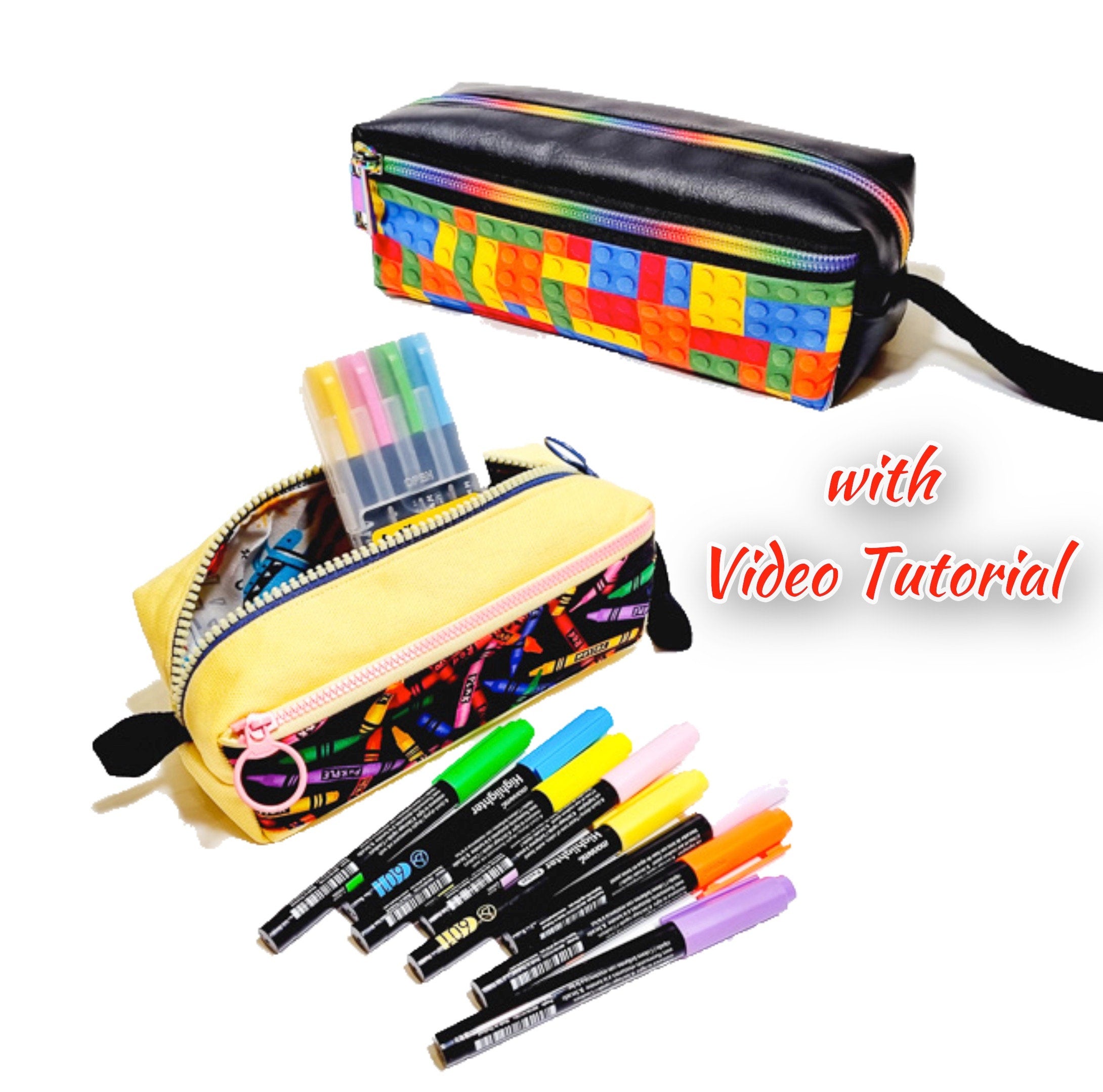 Box Pencil Case with Pocket PDF pattern Box Pencil Case with Pocket PDF pattern
