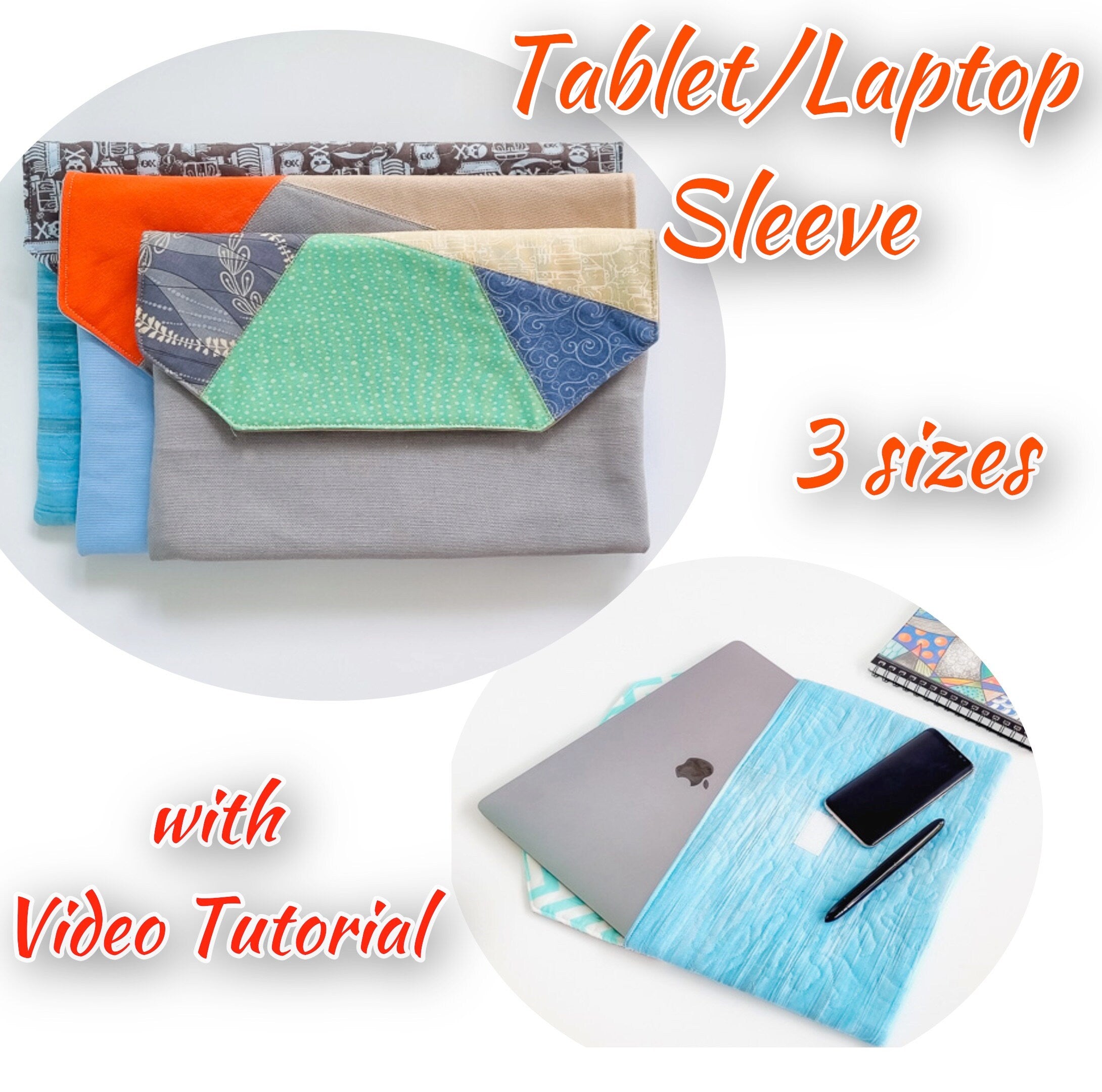 Tablet/Laptop sleeve pattern/ 3 sizes, 13″, 11″ and tablet/ipad Tablet/Laptop sleeve pattern/ 3 sizes, 13″, 11″ and tablet/ipad