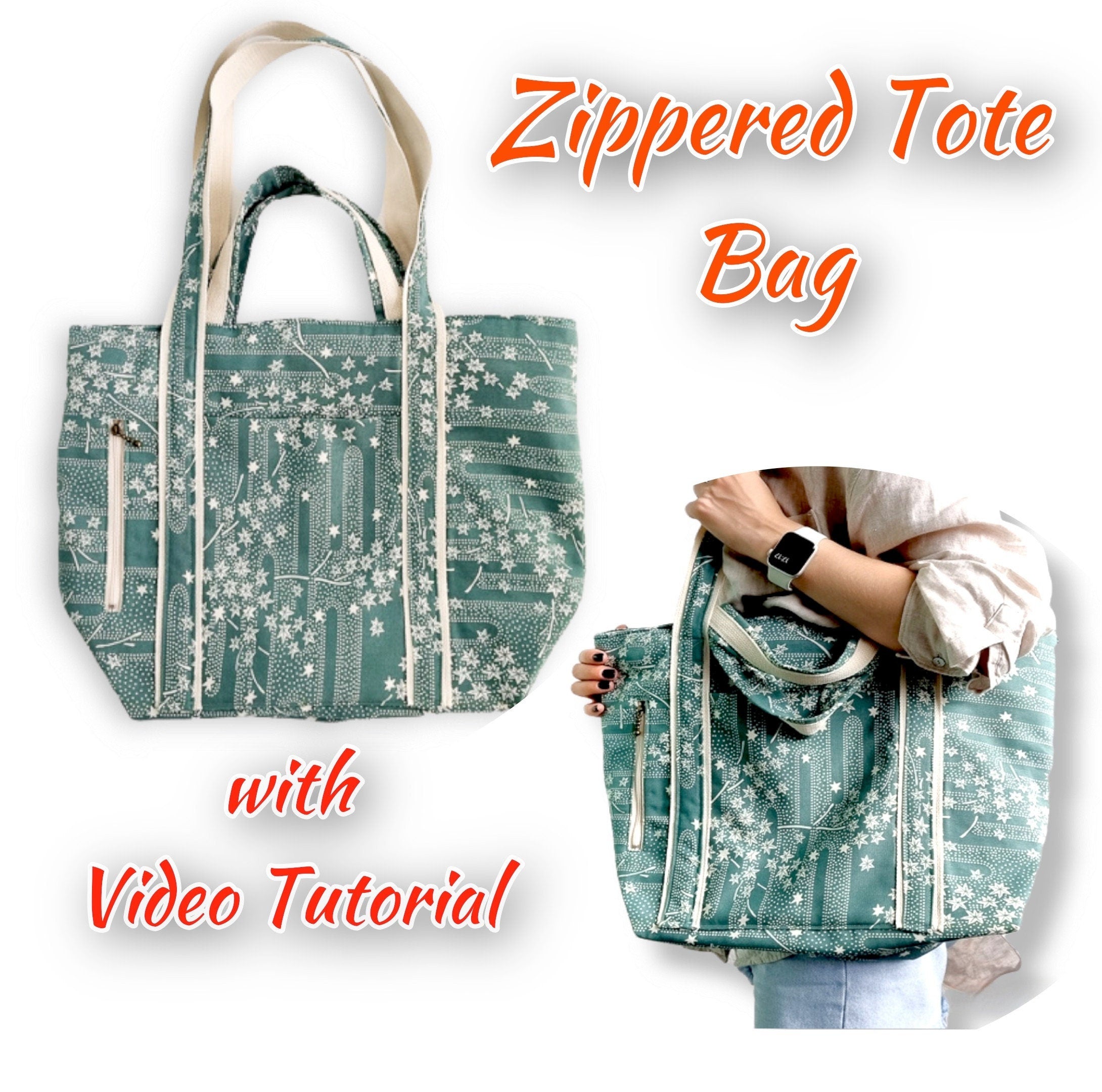 Multi pocket shopping bag/ Tote bag pattern with 2 pockets Multi pocket shopping bag/ Tote bag pattern with 2 pockets