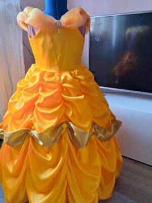 princess dress, with classic pleated skirt, belle dress, beauty and the beast, sewing pattern, frocks and frolics, with video tutorial, princess costume for girls, age 1-12, two skirt options, beginner sewing pattern, Bo-Peep costume for girls.