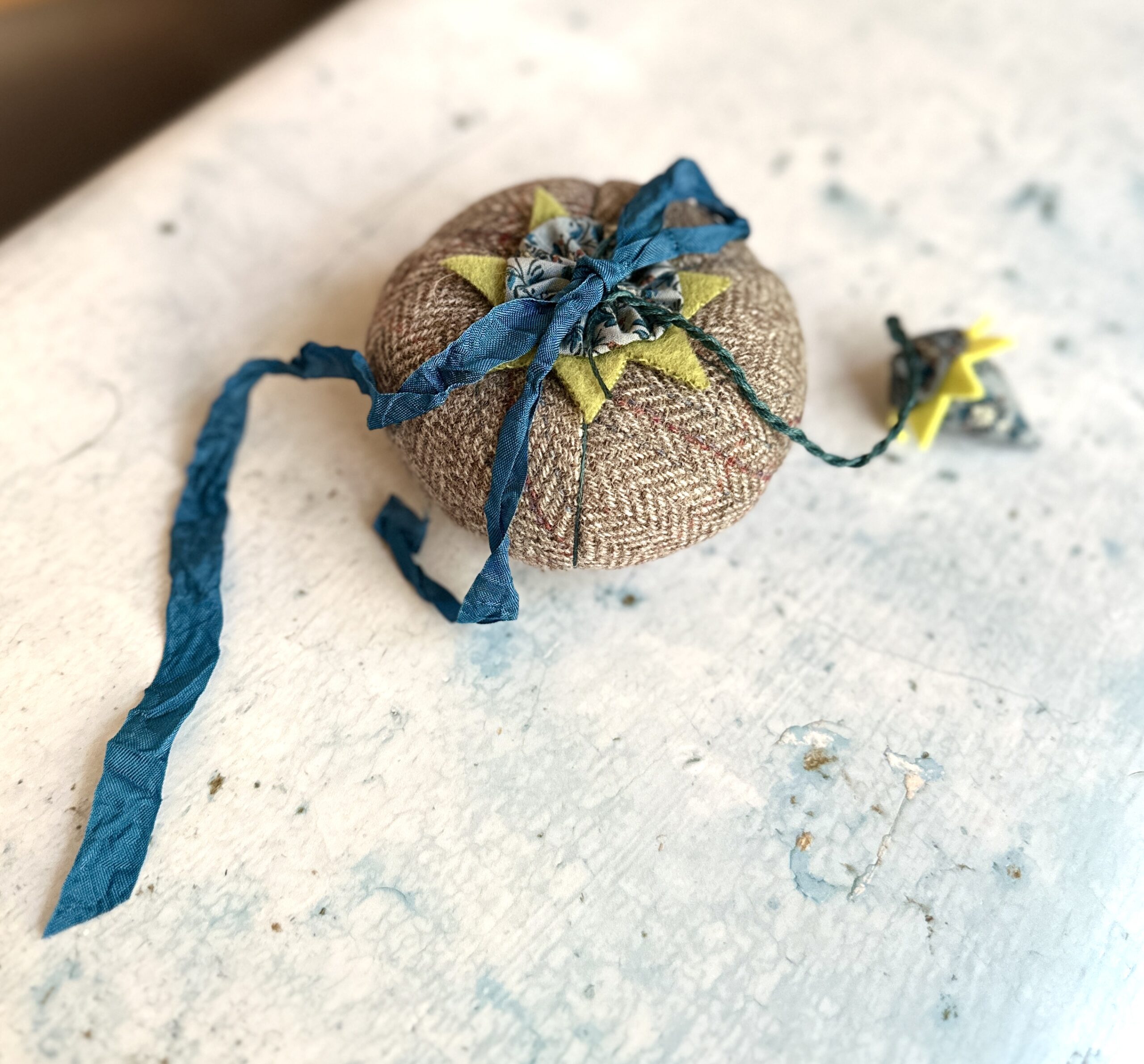 Handmade Vintage Wool Tomato Pincushion, Emory Strawberry Handmade Vintage Wool Tomato Pincushion, Emory Strawberry