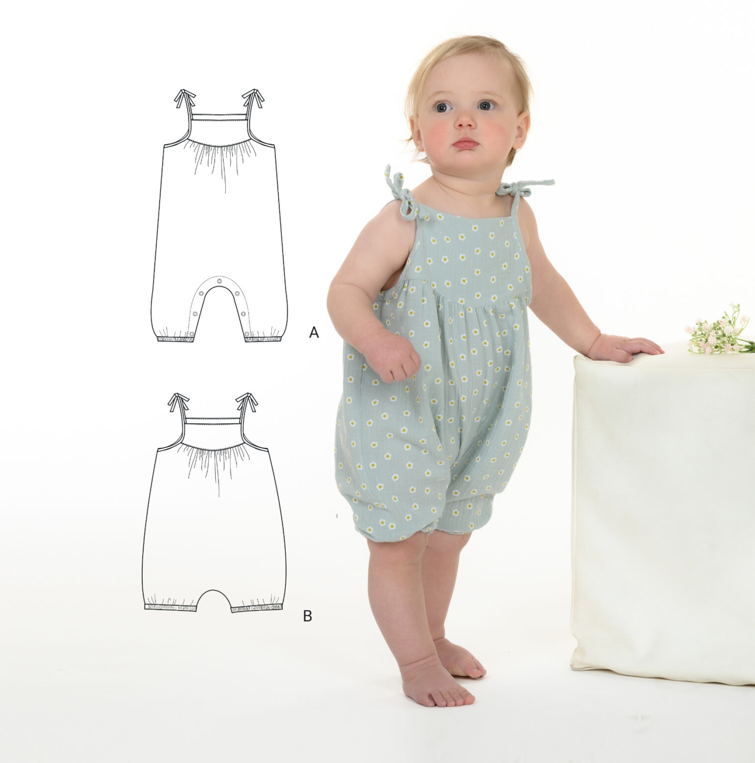 Sewing Pattern Overalls NELE PDF 2 Views Sizes 0m-4y