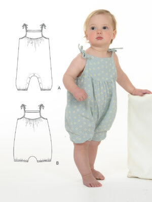 NELE Baby Jumpsuit Sewing Pattern PDF | Long or Short Romper 0M–4Y | Bow Strap Muslin Romper | Instant Download