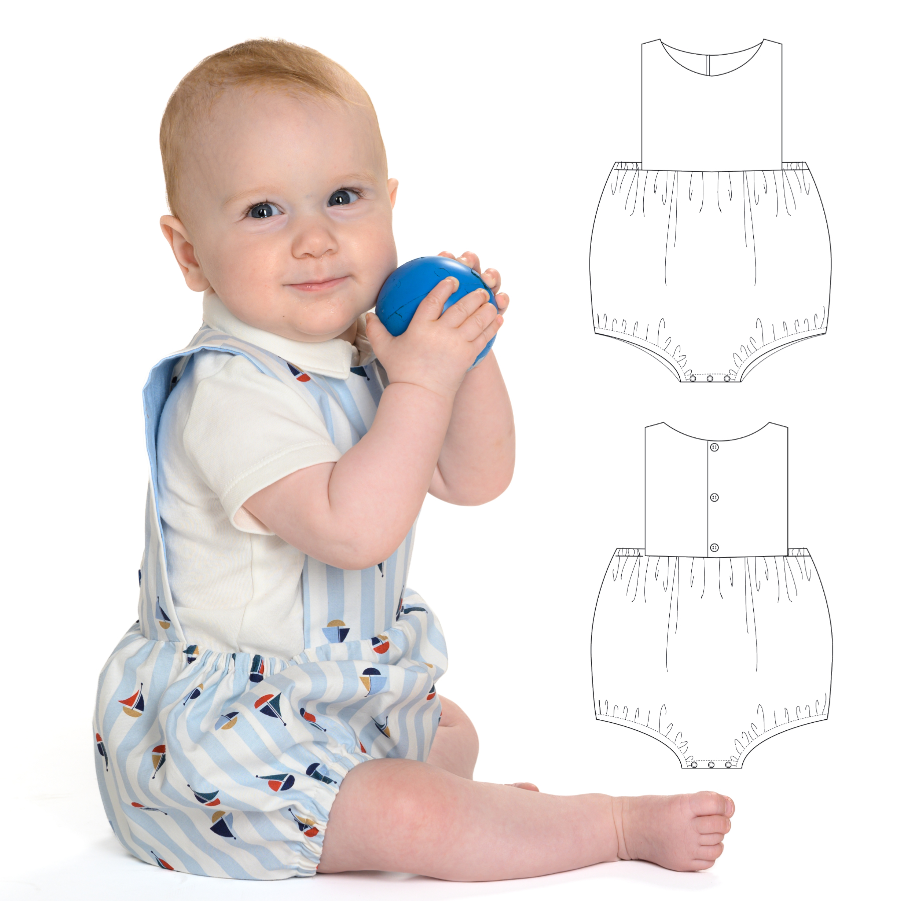 MARCO Baby Bloomer Romper Sewing Pattern PDF | Short Jumpsuit 0–2Y | Summer Playsuit for Boys & Girls