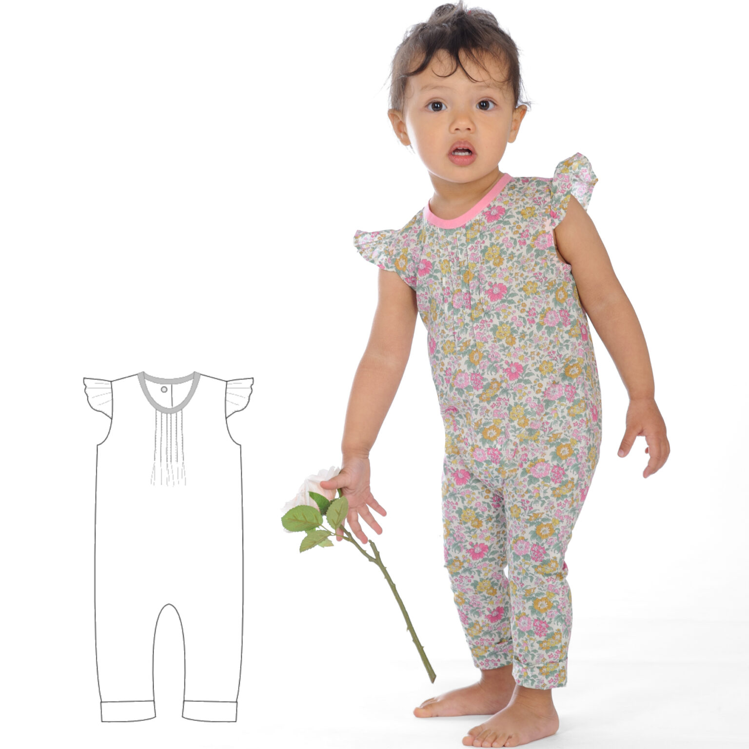 Sewing Pattern Jumpsuit MIA PDF 2 Views Headband Sizes 0m-4y