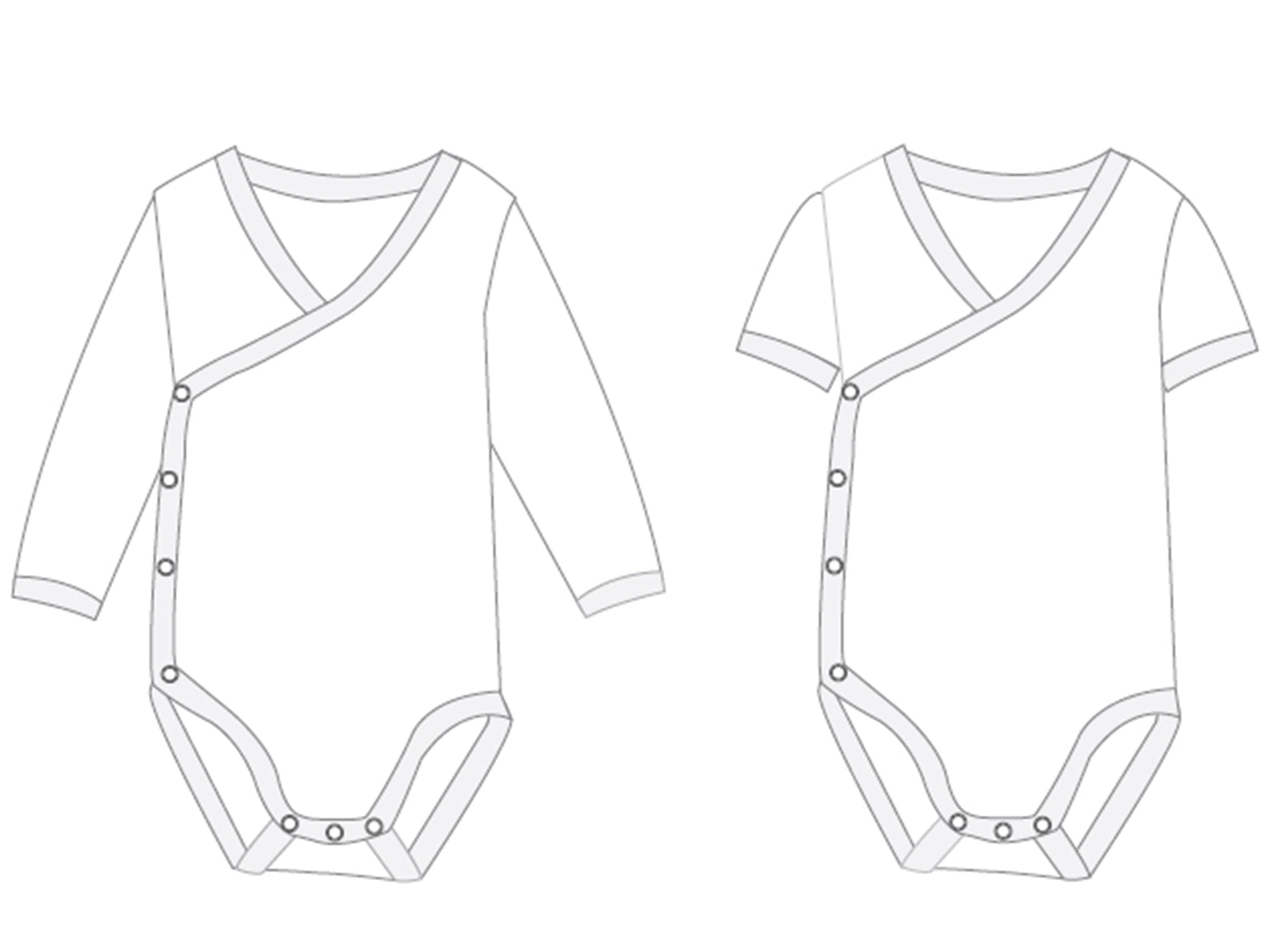 Children's wrap bodysuit pattern Ebook pdf sizes: 38/44 premature babies, 50/56, 62/68, 74/80, 86/92 CIELO