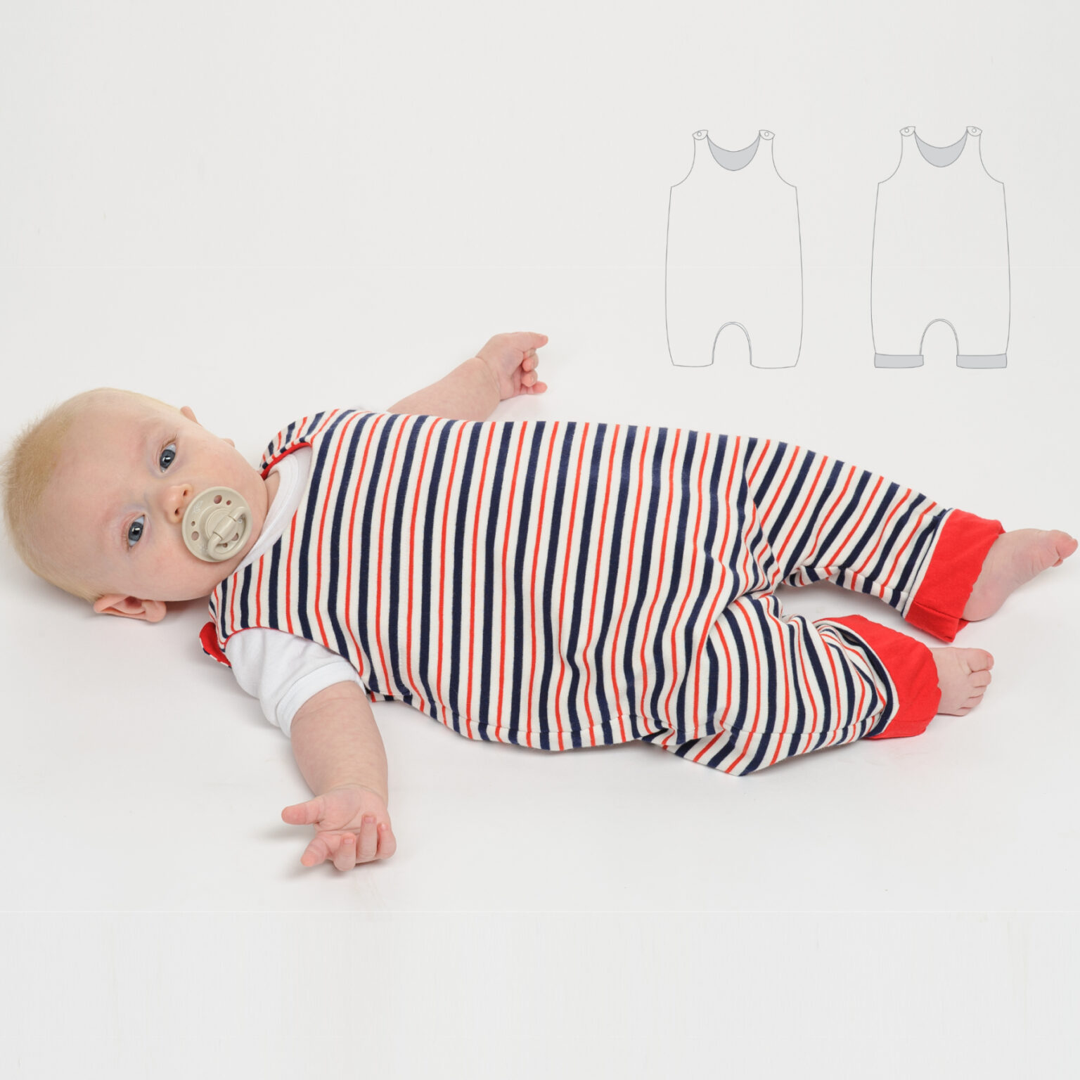 Sewing Pattern Romper LEO PDF Snaps Leg Cuffs Facing Sizes 1m-3y
