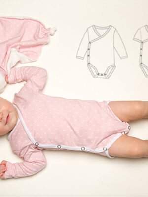Children’s wrap bodysuit pattern Ebook pdf sizes: 38/44 premature babies, 50/56, 62/68, 74/80, 86/92 CIELO
