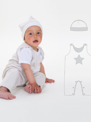 SAND Reversible Baby Romper & BUBU Hat Sewing Pattern PDF | Footless Overall 1M–3Y | Two Looks in One | Instant Download