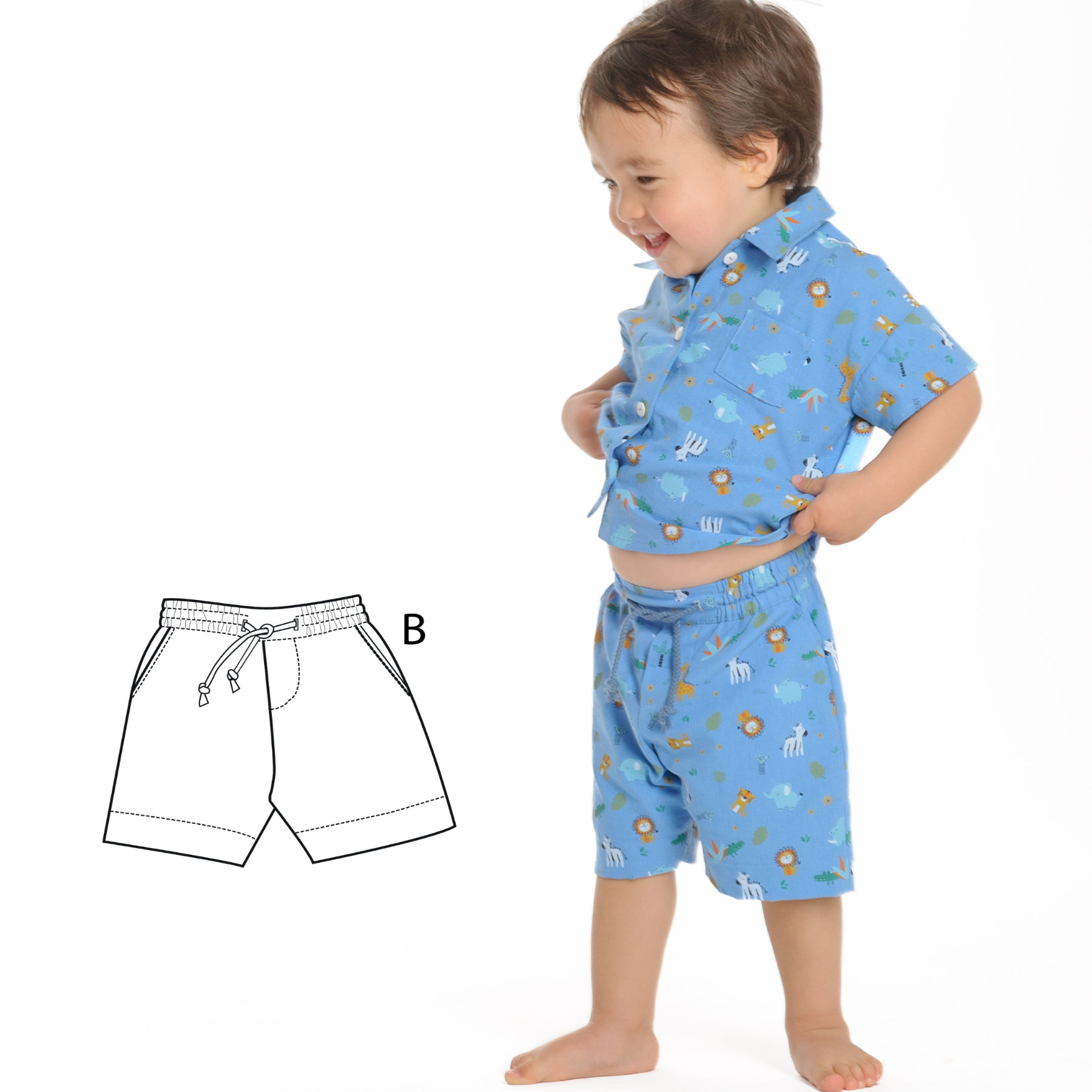 NOAH boys or girls baby/toddler pants, sewing pattern eBook pdf. sizes 6m to 7y by Patternforkids.