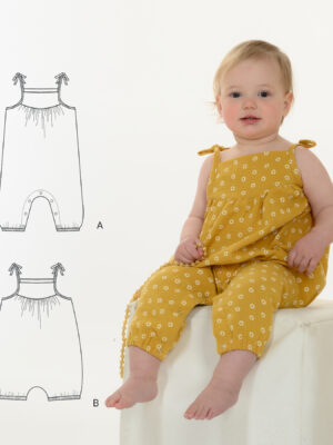NELE Baby Jumpsuit Sewing Pattern PDF | Long Jumpsuit & Short Romper 0M–4Y | Muslin Romper for Girls | Instant Download