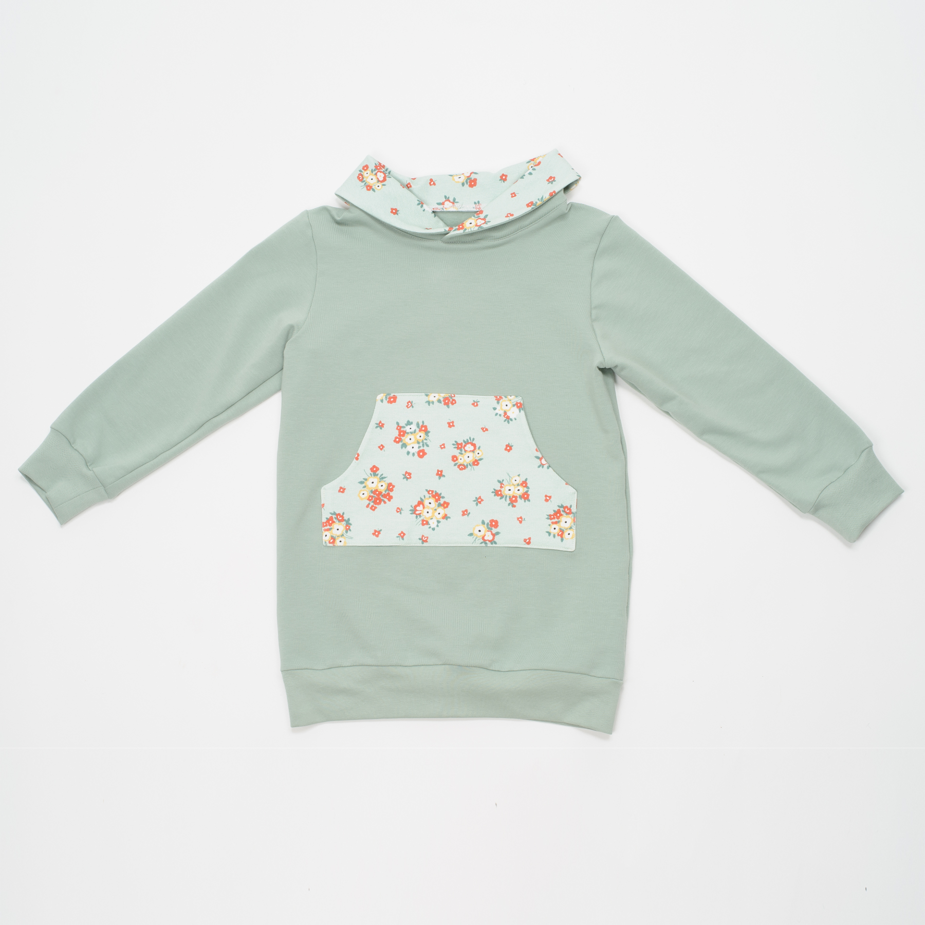 Girls’ Hoodie Tunic Sewing Pattern PDF | Hood or Shawl Collar | Kangaroo Pocket | Sizes 80–146 | Patternforkids