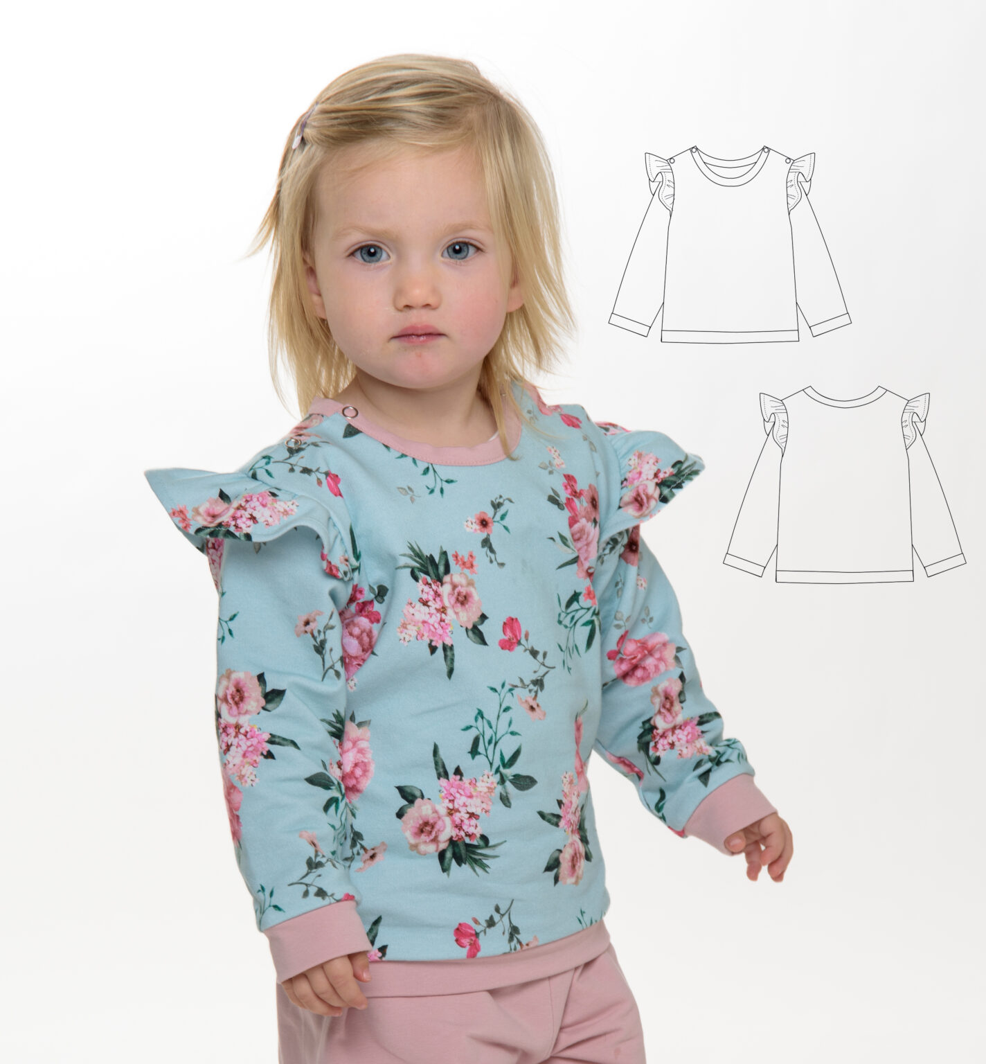 Sewing pattern baby sweatshirt dress SOPHIE PDF 2 in 1- sizes 0m-4y