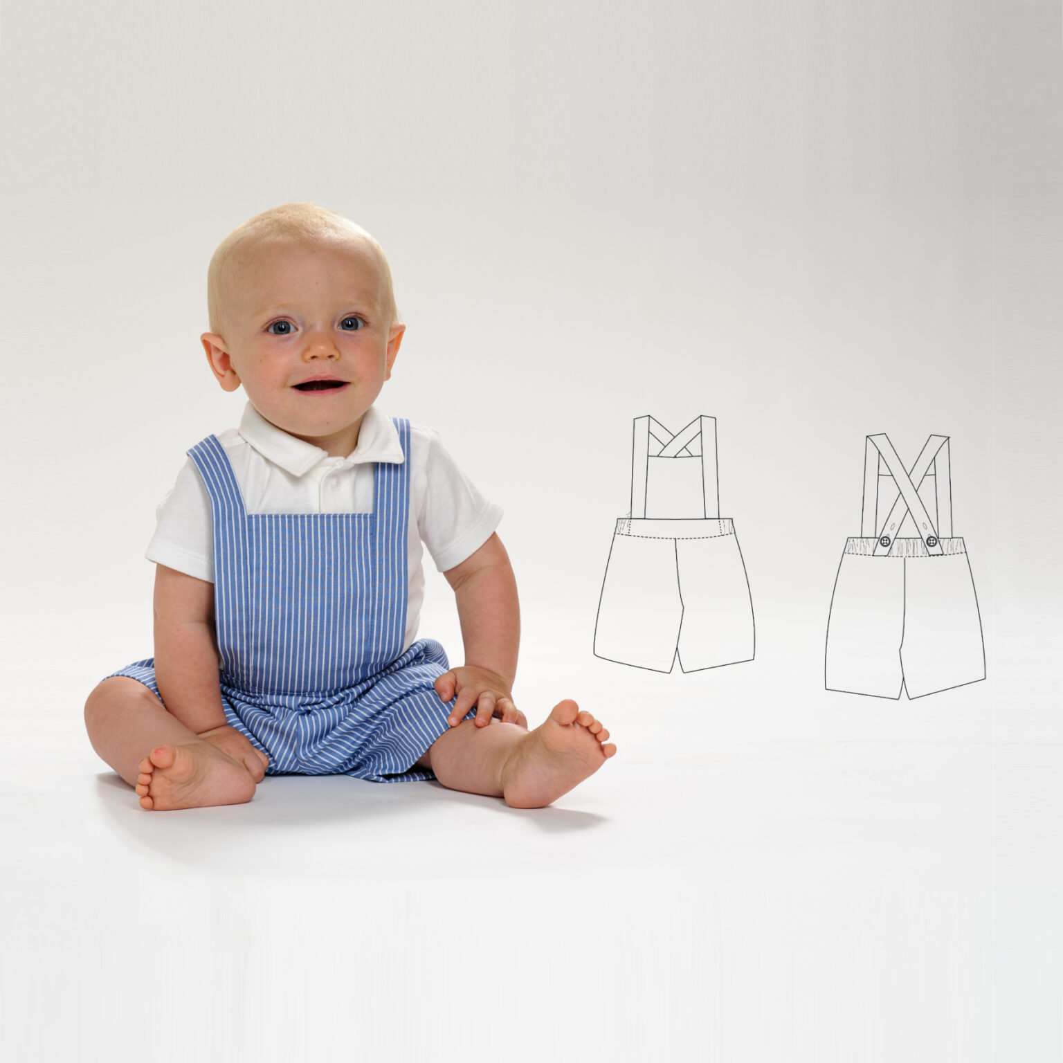 Sewing Pattern Bib Overalls MAX PDF 2 Views Sizes 6m-7y Beginner-Friendly