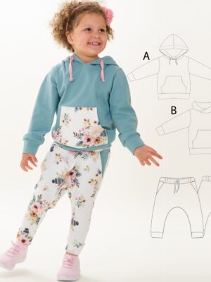 Sewing patterns sweatshirt hoodie and harem pants, jogging pants FLY and DADO from Patternforkids
