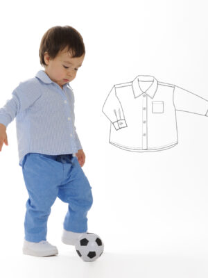 Tom Boys’ Shirt Sewing Pattern PDF | Long or Short Sleeve Button-Up 6M–7Y | Classic Collar Shirt |