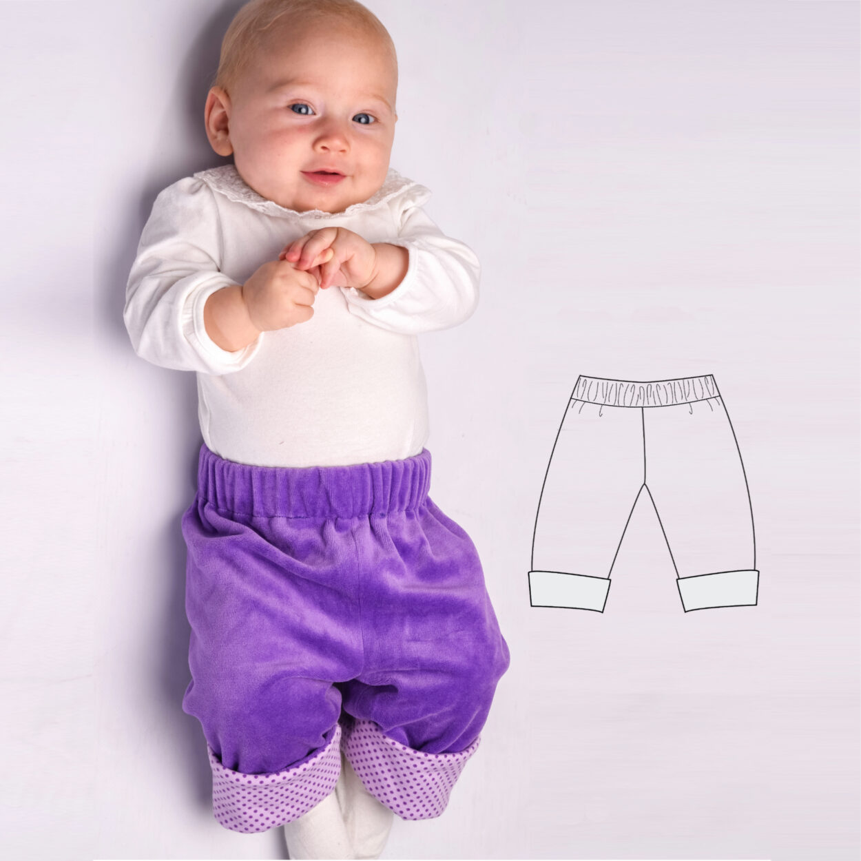 FIORETTO Baby Pants Lined Sewing Pattern Ebook pdf – Sizes Newborn to 4y