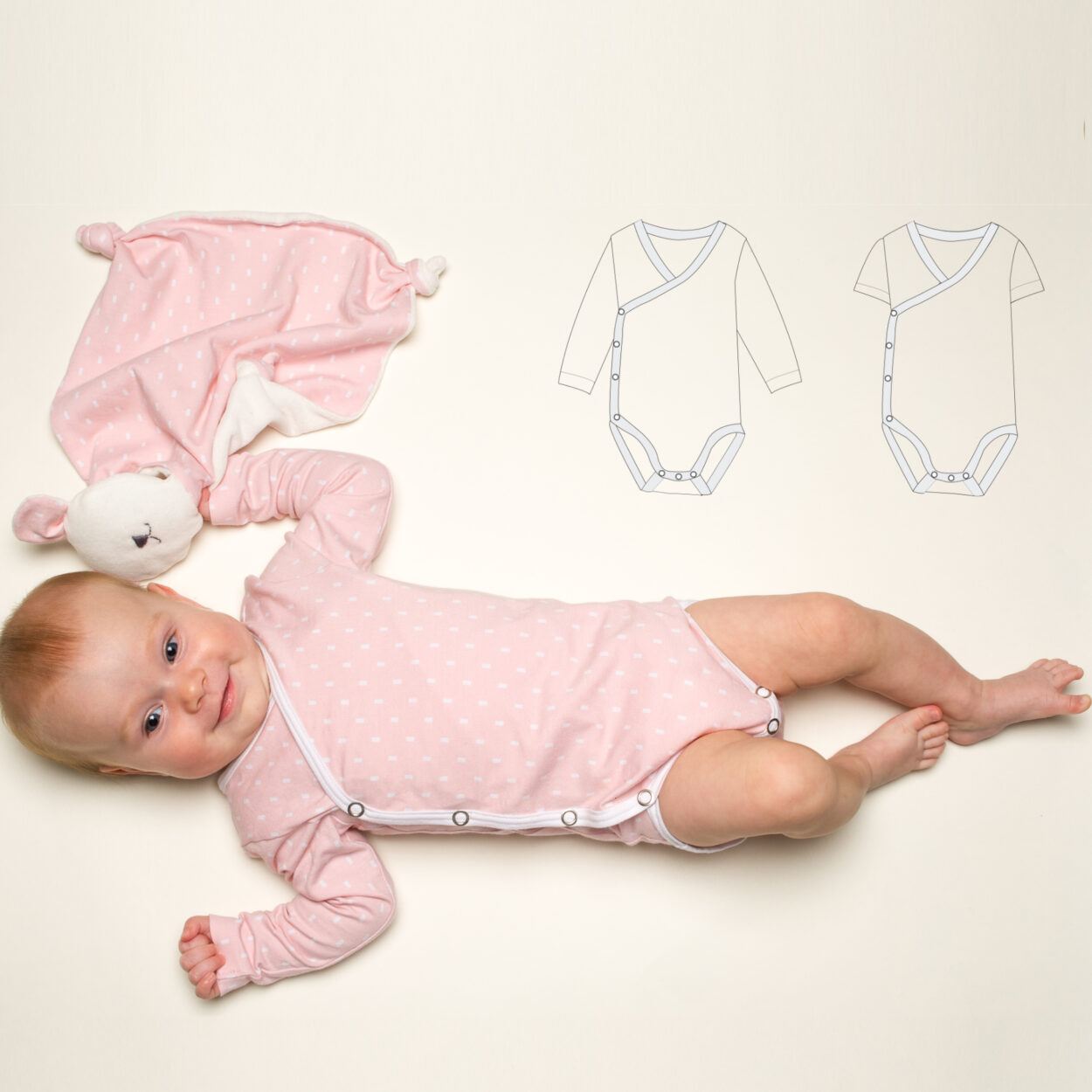 Sewing Pattern Wrap Bodysuit CIELO PDF Snaps Sizes preemies-2y Sewing Pattern Wrap Bodysuit CIELO PDF Snaps Sizes preemies-2y
