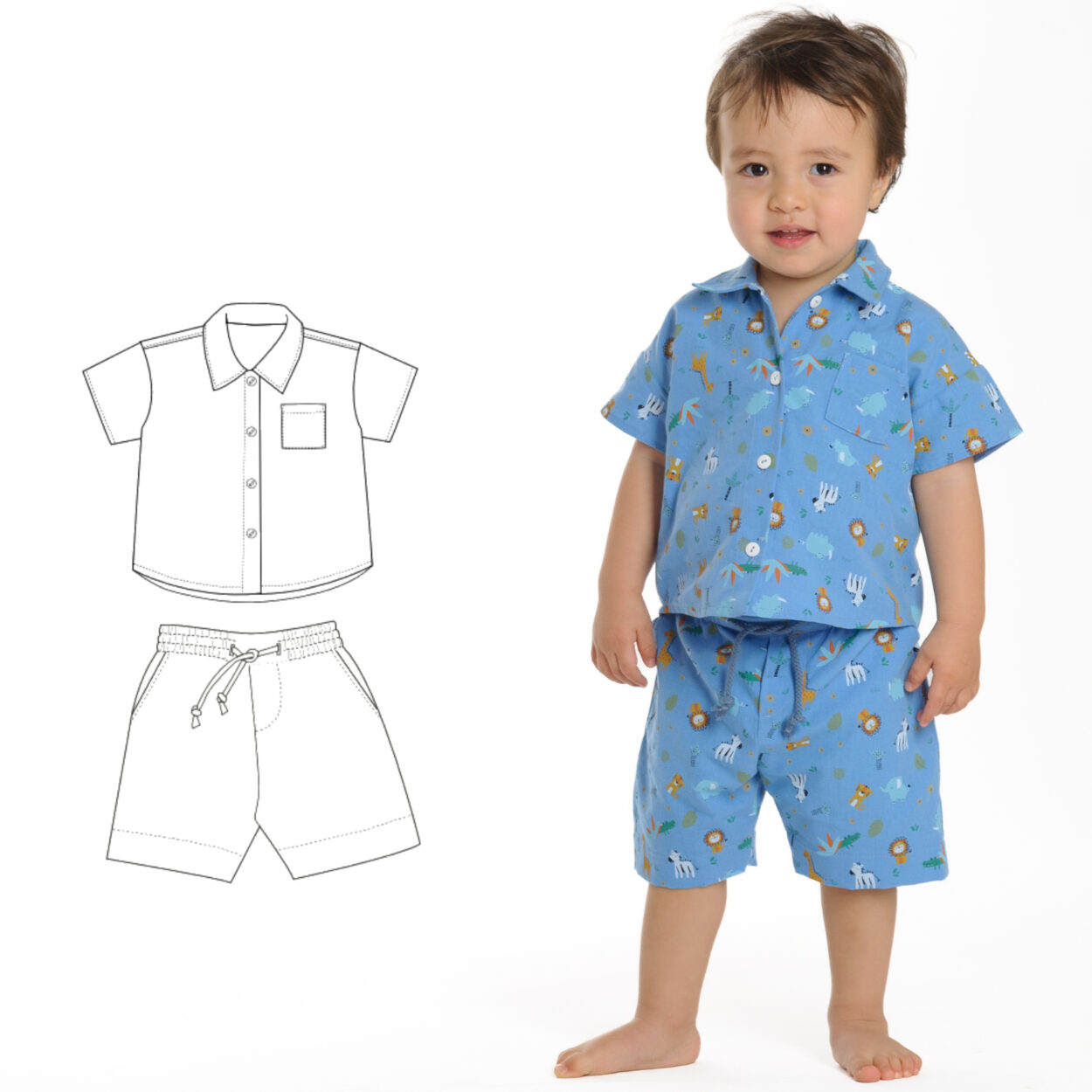 Sewing Pattern Set Shirt and Pants TOM NOAH PDF Sizes 6m-7y