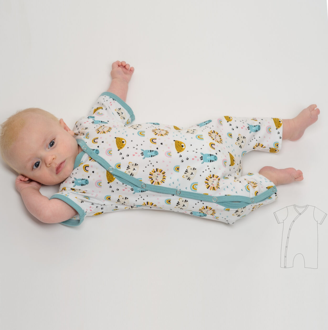 LEON Baby Romper Sewing Pattern PDF – Simple Footless Romper – Sizes 0m–4y – Easy Baby Outfit – Newborn Gift – Instant Download