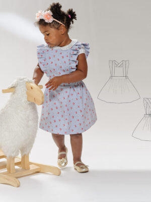 Sewing Pattern Pinafore LIVIA PDF Ruffles Straps Sizes 6m-7y