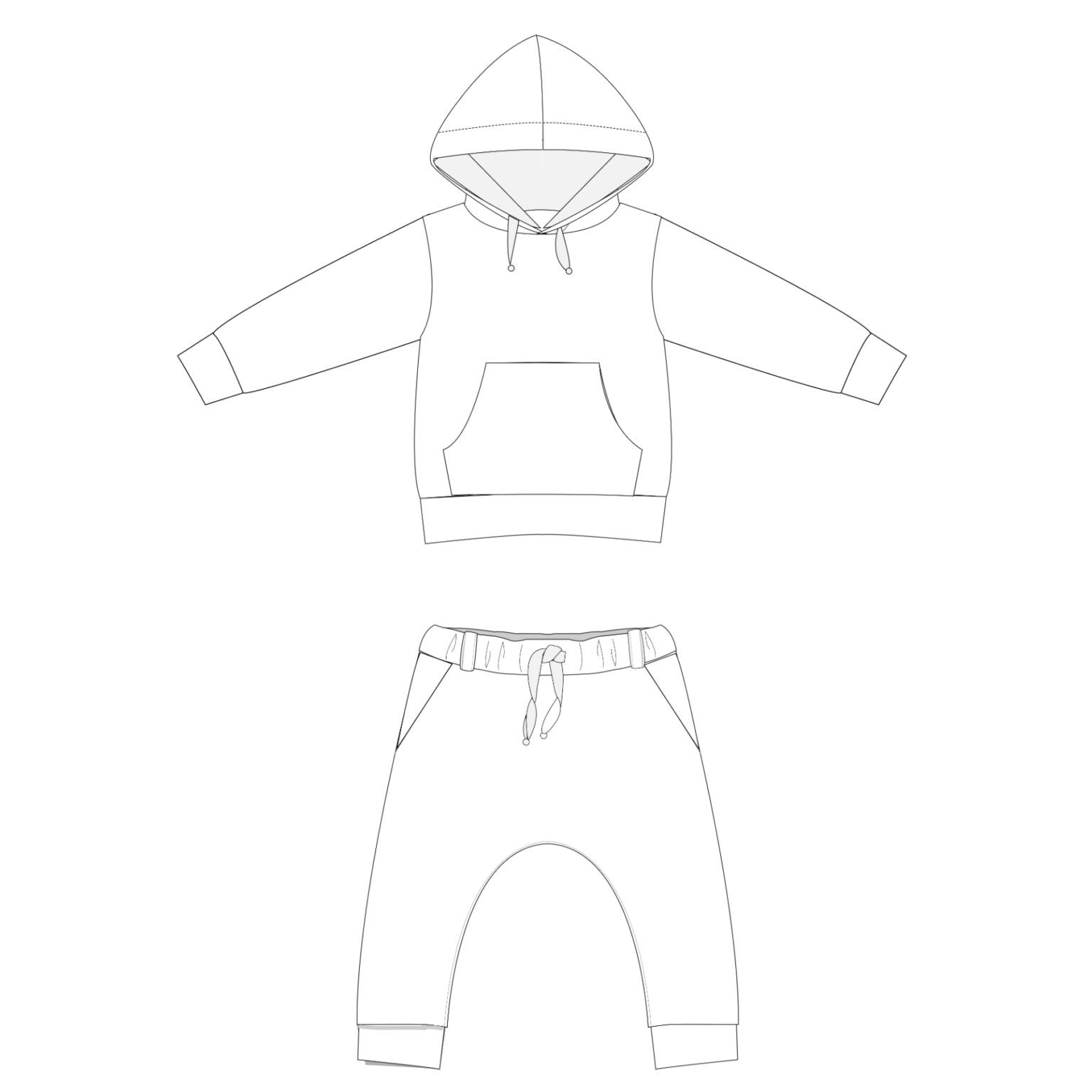 Sewing Pattern Set Hoodie Pants FLY DADO PDF Sizes 12m-11y A4 A0