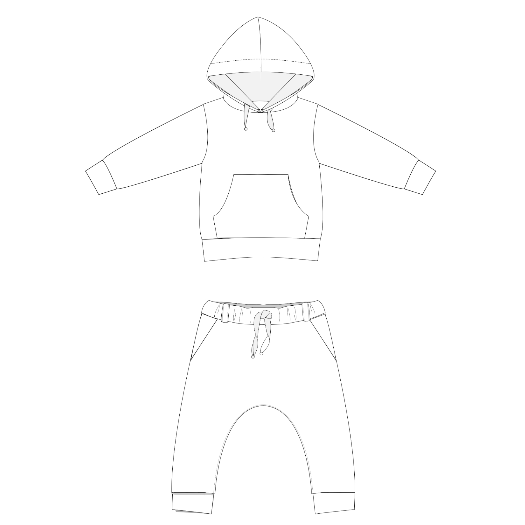 Sewing Pattern Set Hoodie Pants FLY DADO PDF Sizes 12m-11y A4 A0