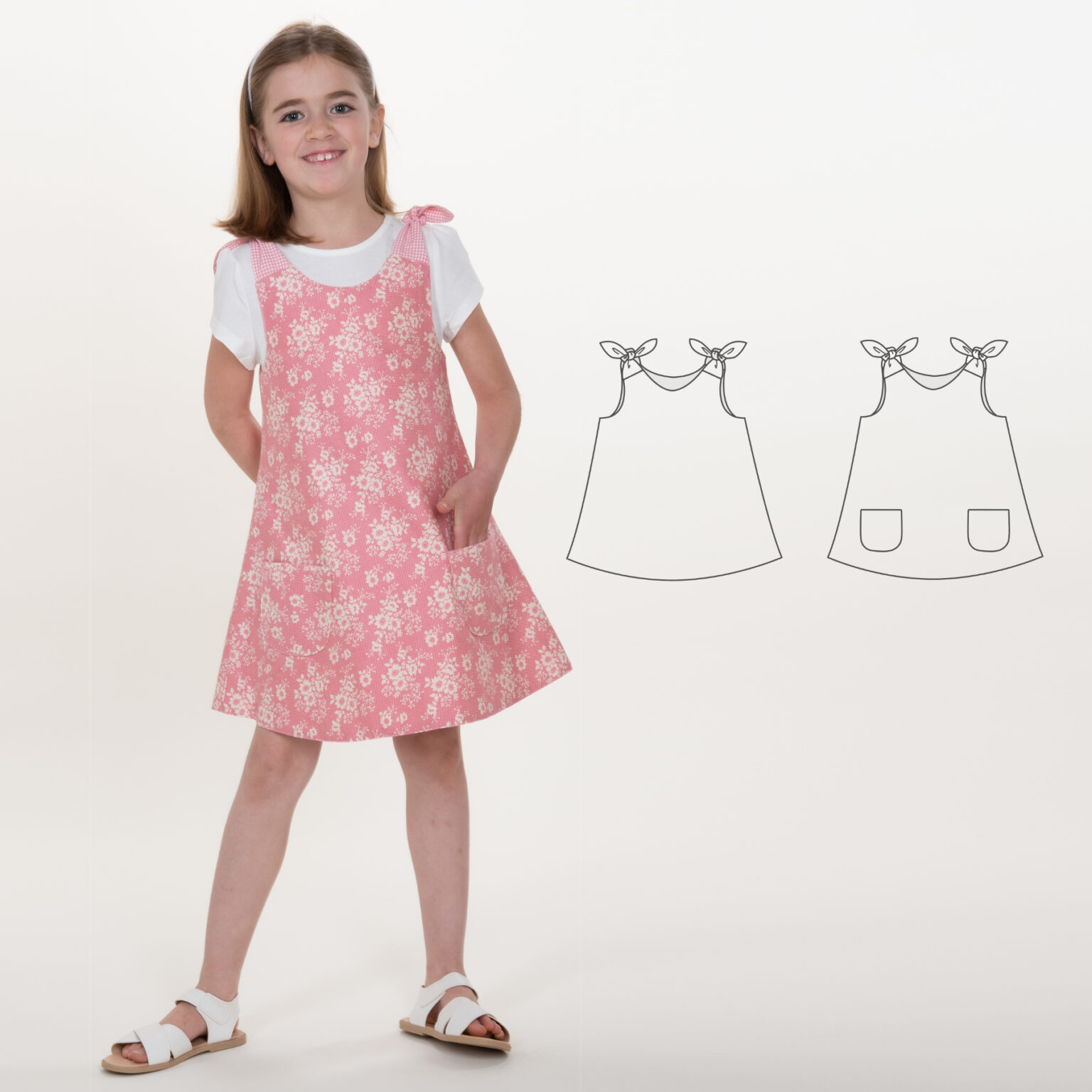 Sewing Pattern Dress STEFFI PDF Reversible Tunic Bow Pocket Sizes 9m-12y