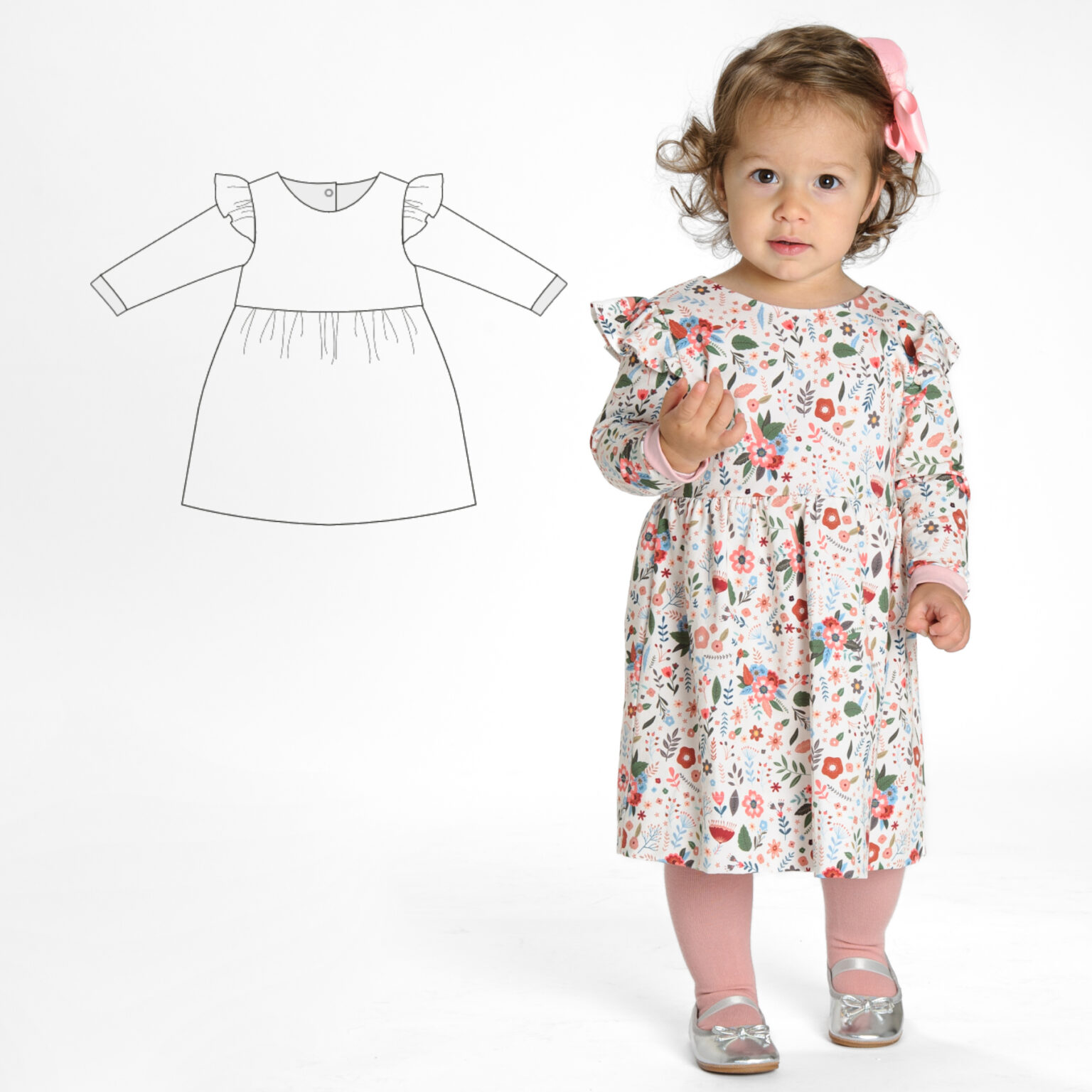 Sewing Pattern Retro Dress ELLA PDF 2 Views Sizes 0m-4y