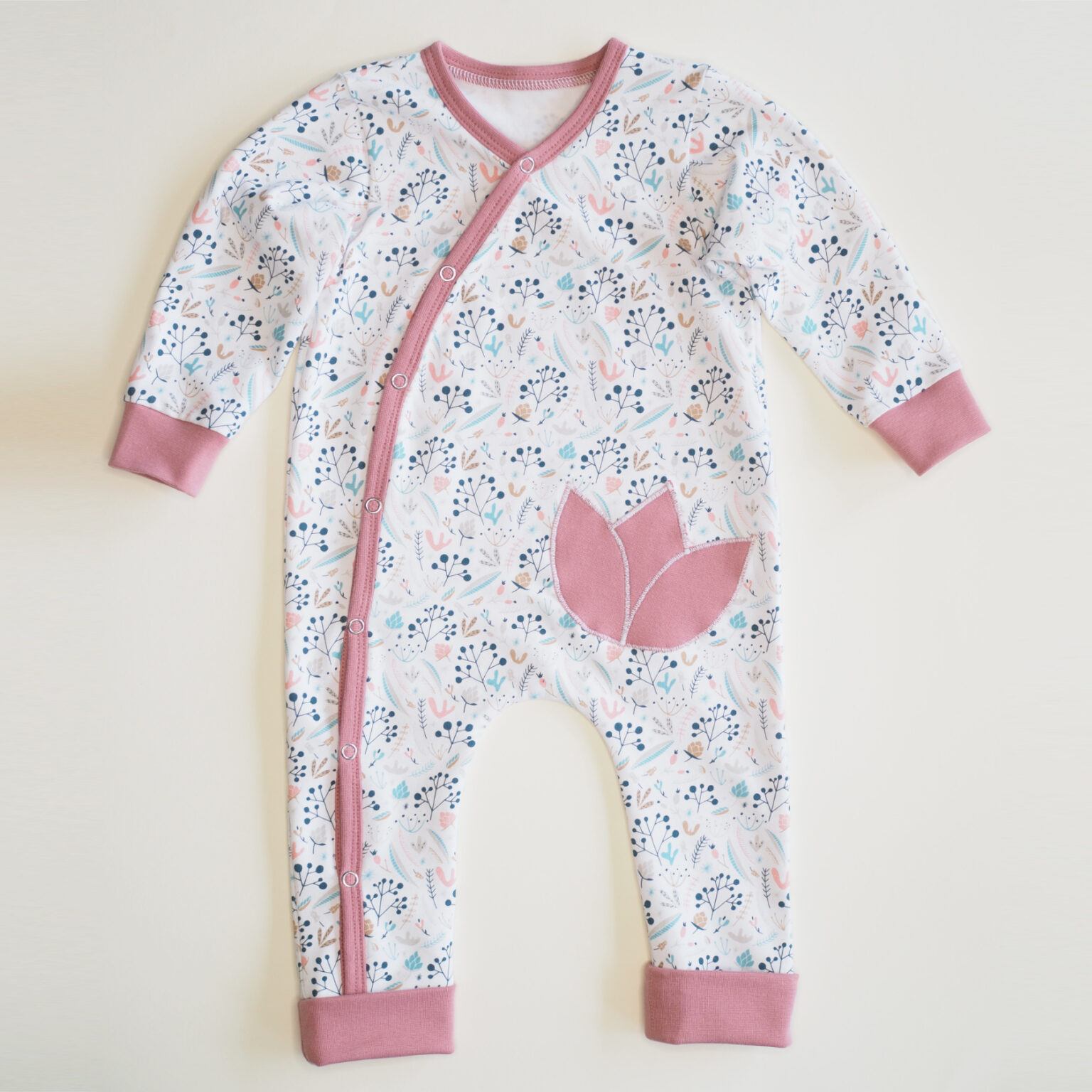 Sewing Pattern Romper LISA PDF Long Sleeve Snaps Cuffs Sizes 0m-4y