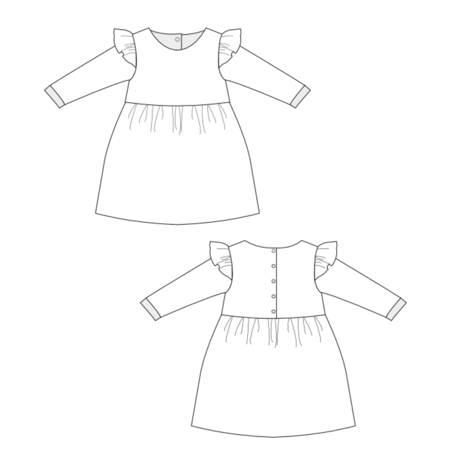 Sewing Pattern Retro Dress ELLA PDF 2 Views Sizes 0m-4y