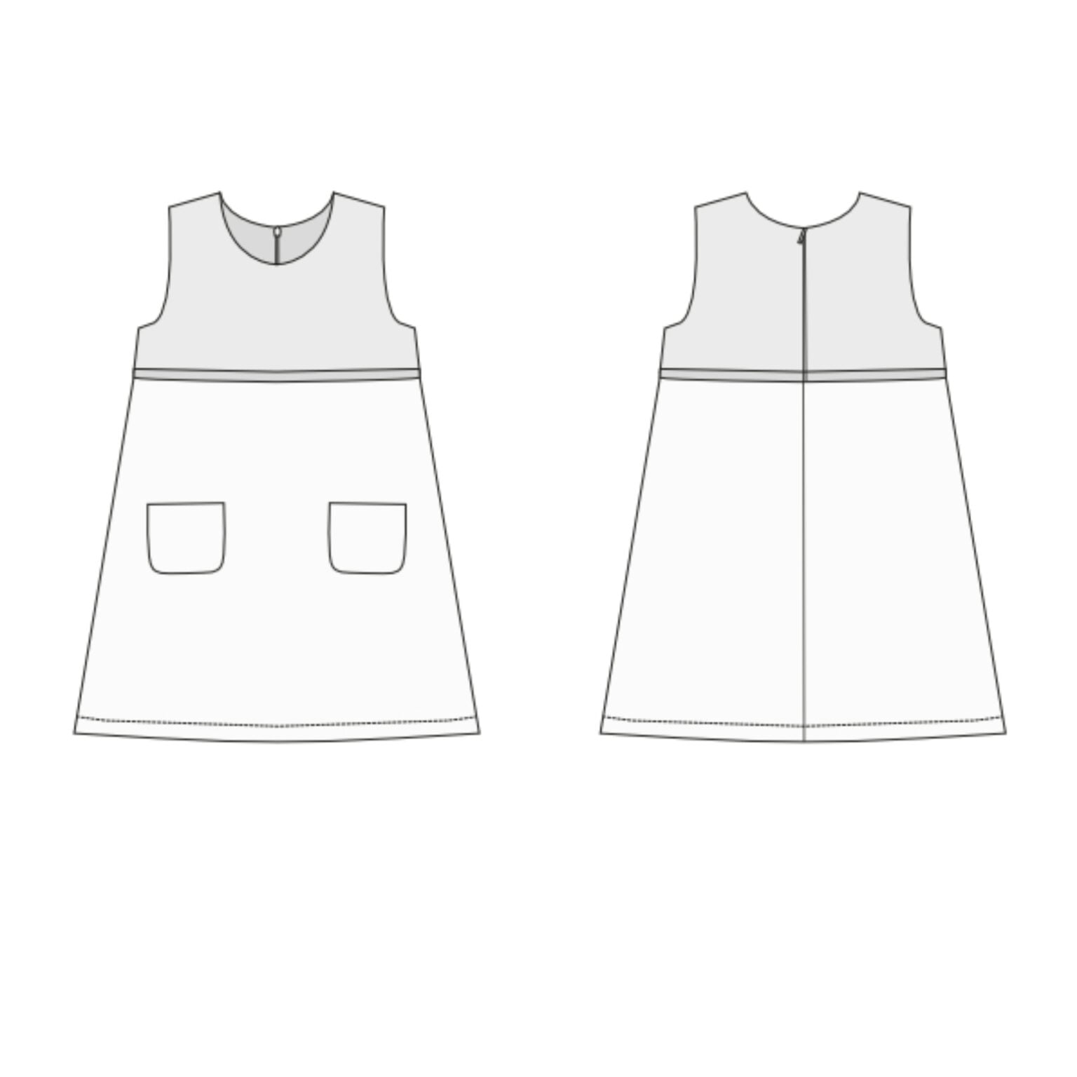 Sewing Pattern Dress A LINE PDF Zipper Pockets Sizes 2y-13y by Patternforkids