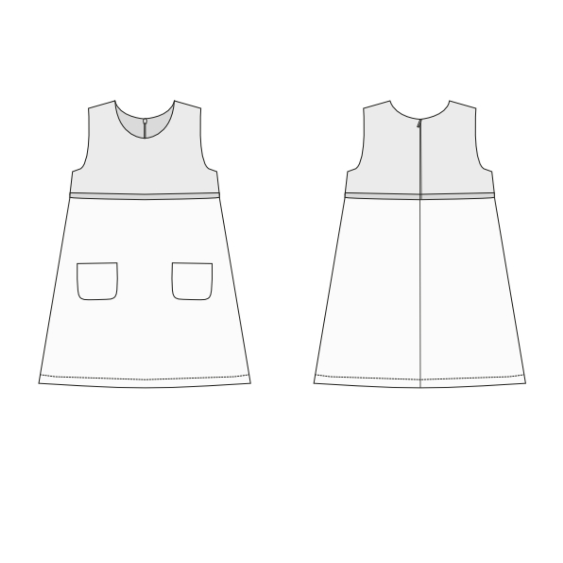 Sewing Pattern Dress A LINE PDF Zipper Pockets Sizes 2y-13y by Patternforkids