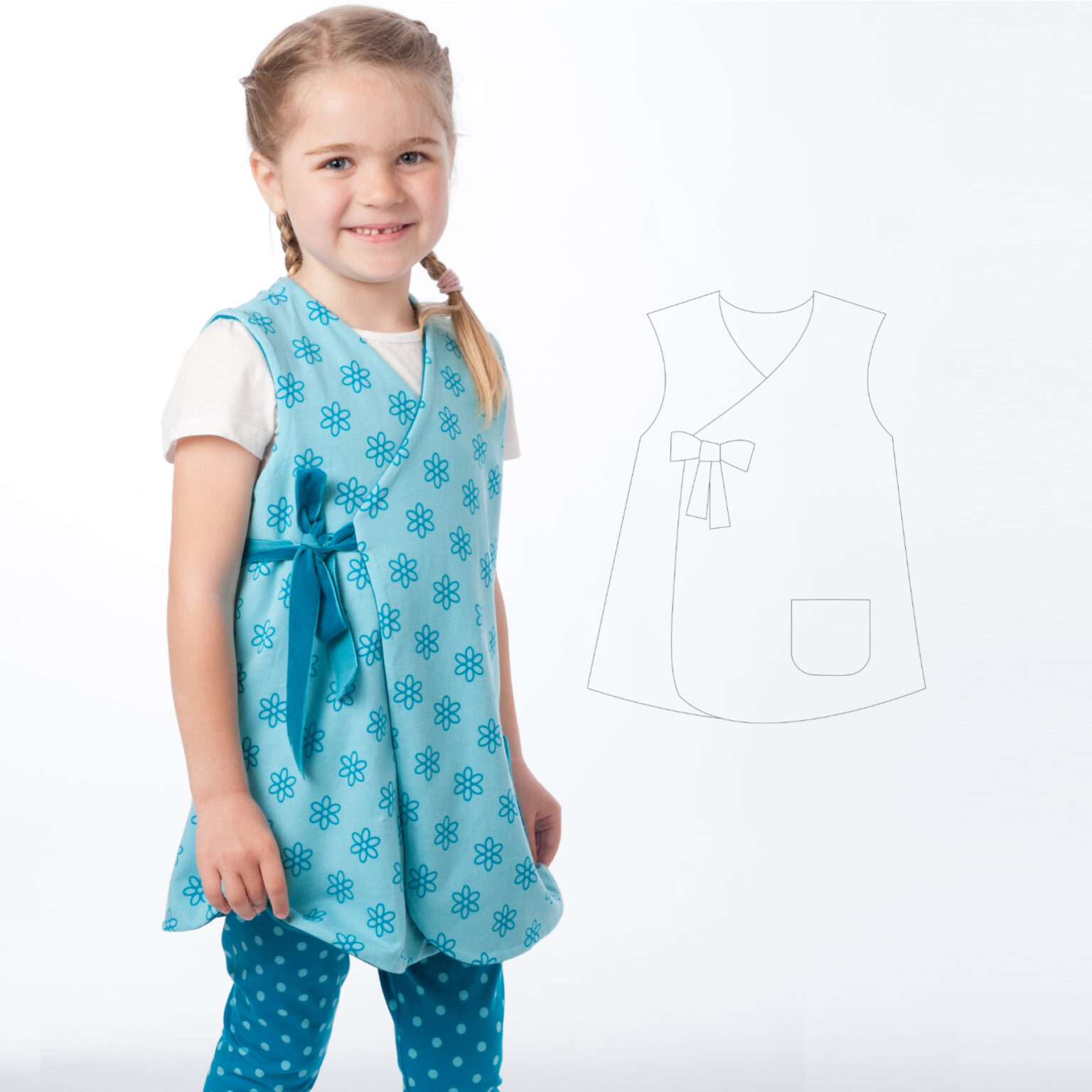 MARIE Wrap Dress, Tunic & Jacket Sewing Pattern PDF | 3 Variations 2Y–9Y | Girls’ Layering Outfit | Instant Download