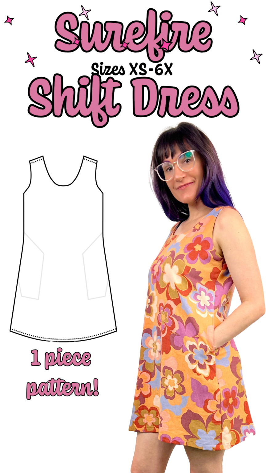 Surefire One Piece Shift Dress Pattern PDF