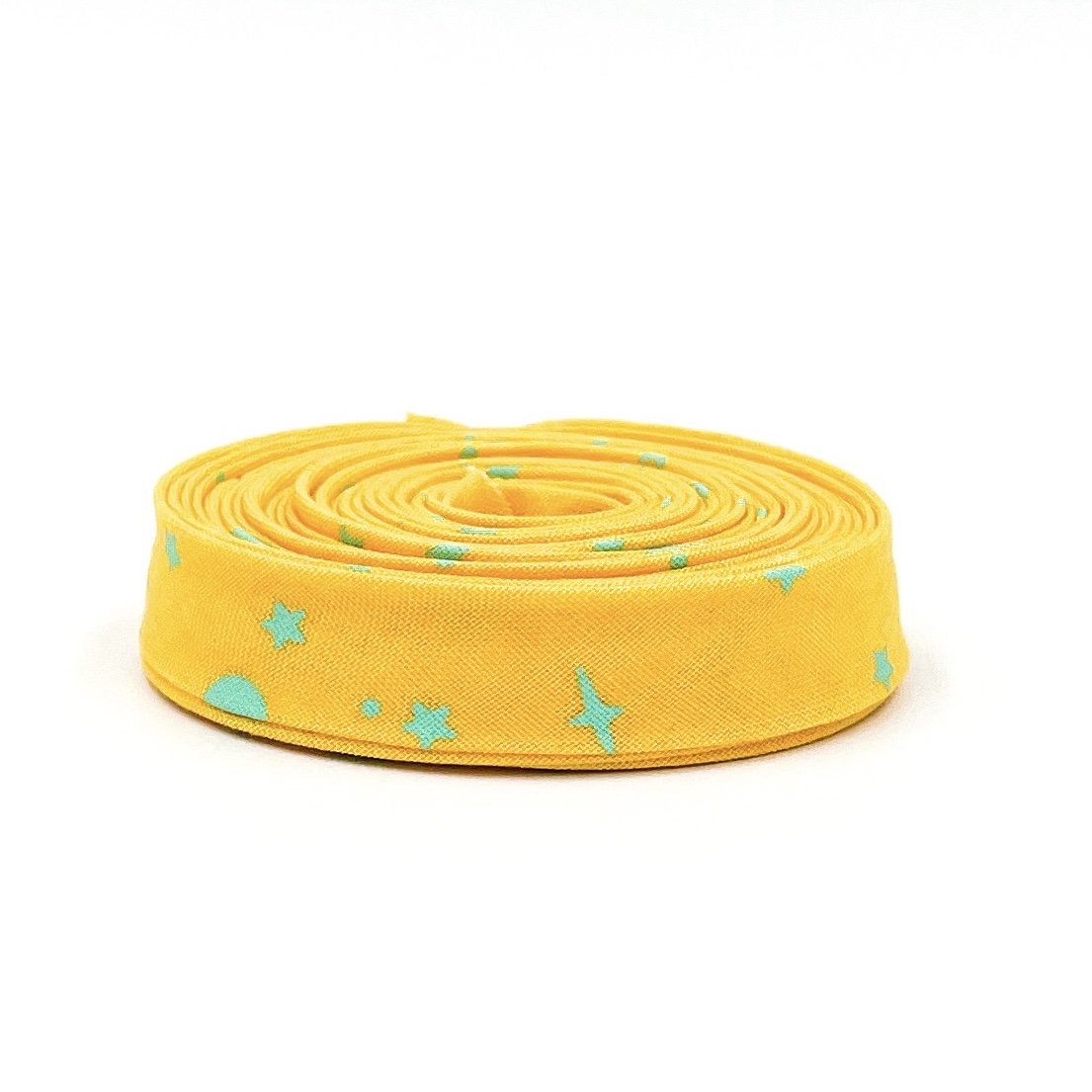 Double Fold Bias Tape 1/2'' Space Sprinkles Papaya Yellow/Mint Green Tula Pink Binding