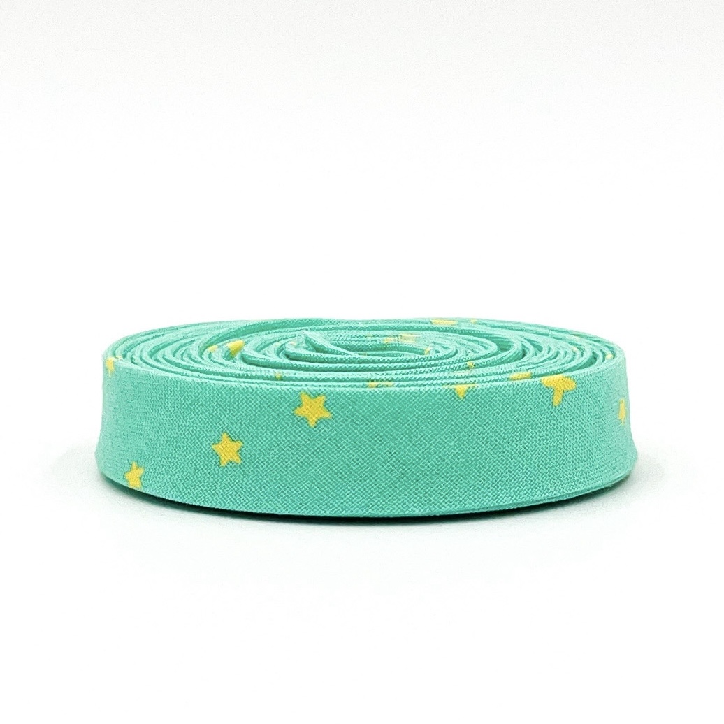Double Fold Bias Tape 1/2'' Space Sprinkles Seaglass/Yellow Tula Pink Binding