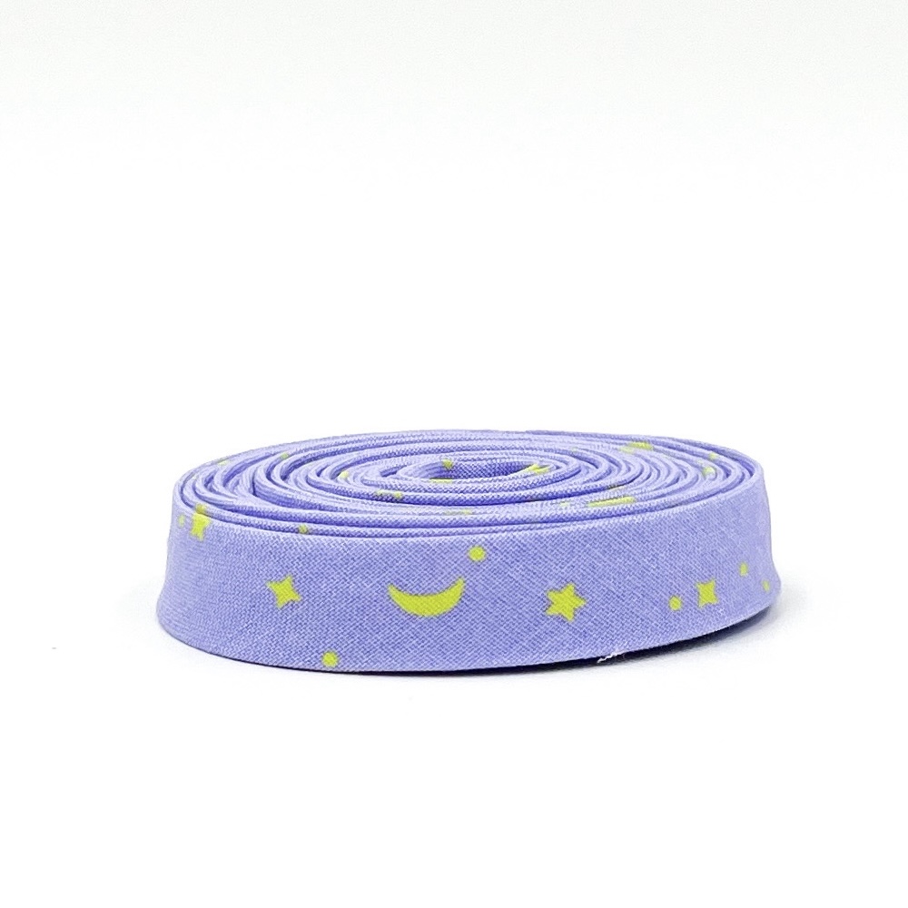 Double Fold Bias Tape 1/2'' Space Sprinkles Dream Purple/Citron Tula Pink Binding